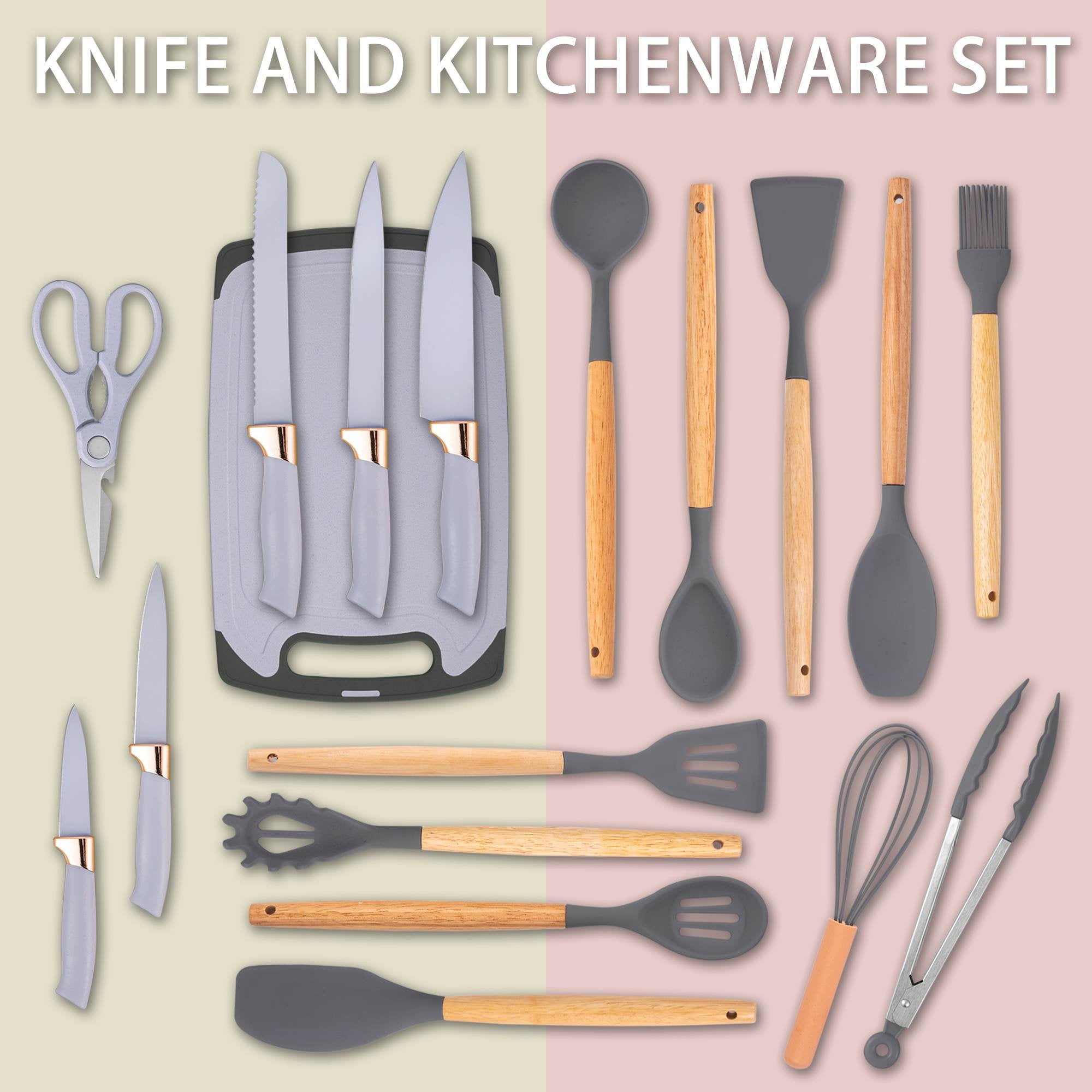 Ergonomic Cooking 19-Piece Silicone Kitchen Utensil & Knife Set - Heat-Resistant Cooking Tools Non-Stick Safe Gift for Mom or Wo... - Heat-Resistant Silicone Cooking Spatula Turner Detail