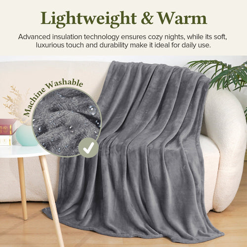 Decorative Knitted Fleece Throw Blanket, Fuzzy Soft Lightweight Blankets for Bed, Sofa, Suitable for All Season, Grey, 50x60 inches - Lightweight Plush Warm Blanket for All Seasons Detail