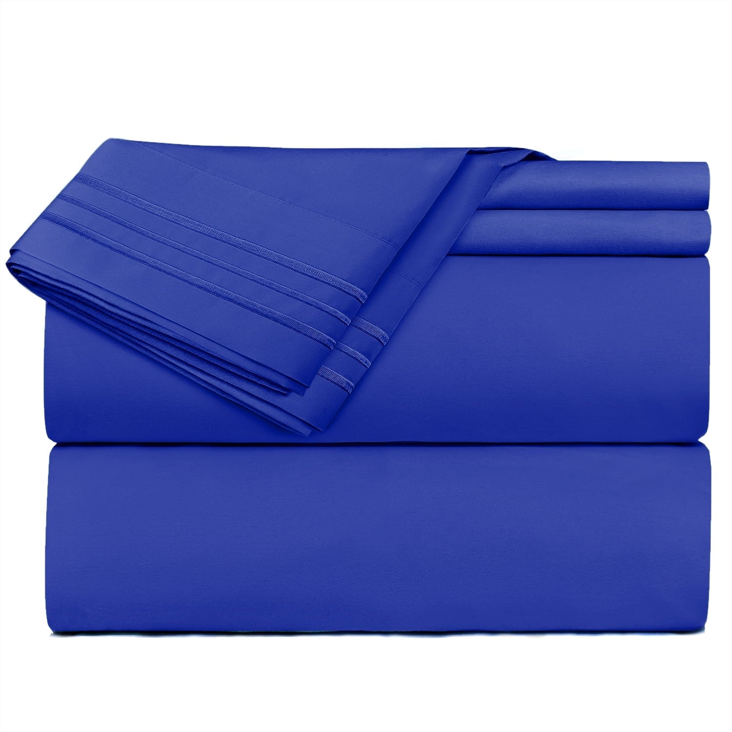 Cooling Sateen Premier 1800 Microfiber Collection 3-Line Bed Sheet Set, Full Size, Royal Blue - Cooling Hotel Quality Bedding Sheets and Pillowcases Detail