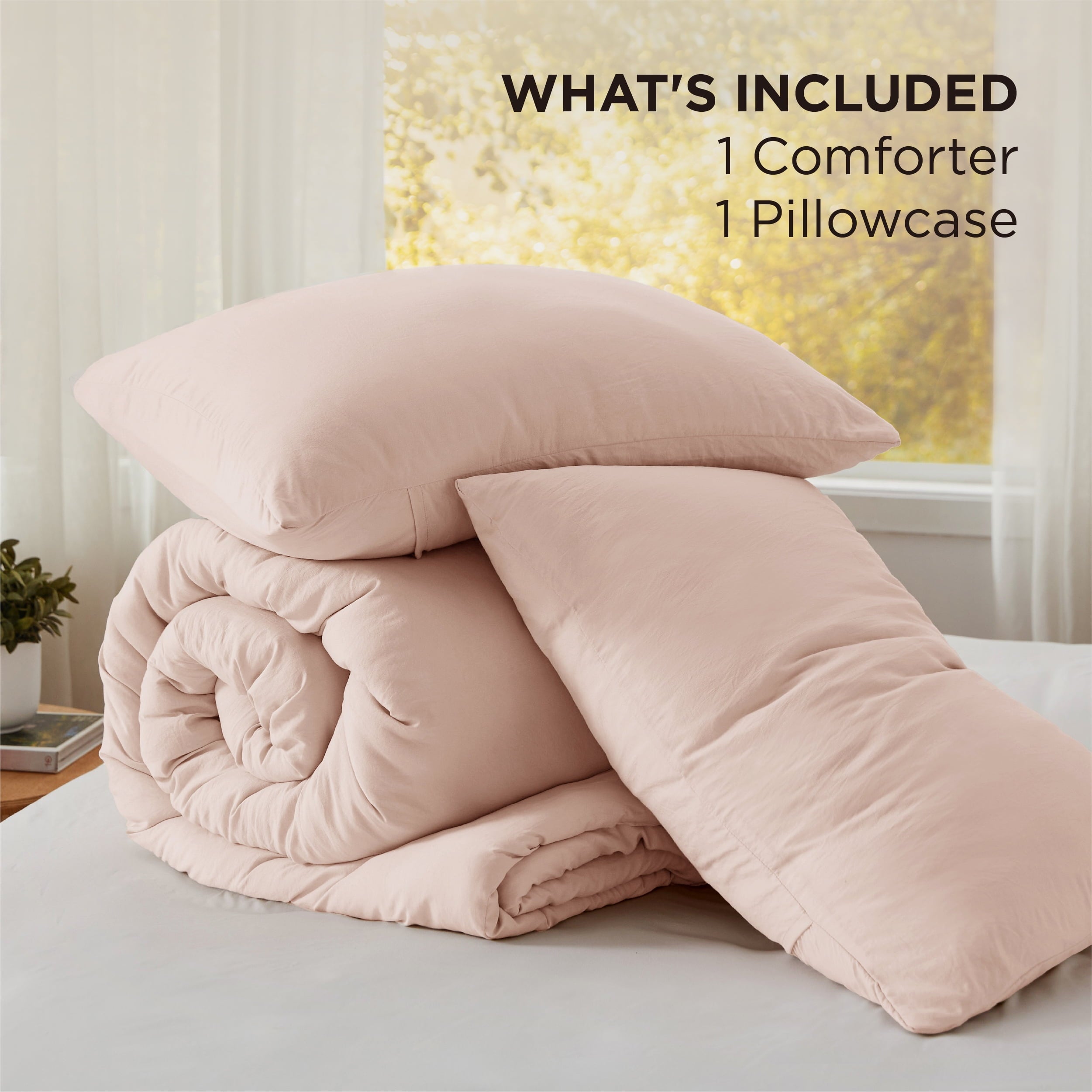 Heavyweight Warmth 2 Pieces Twin Comforter Bedding Set, Pink Comforter Set for All Seasons, 1 Lightweight Prewashed Comforter and 1 Pill... - Cloud-Like Soft Lightweight Bed Comforter Detail