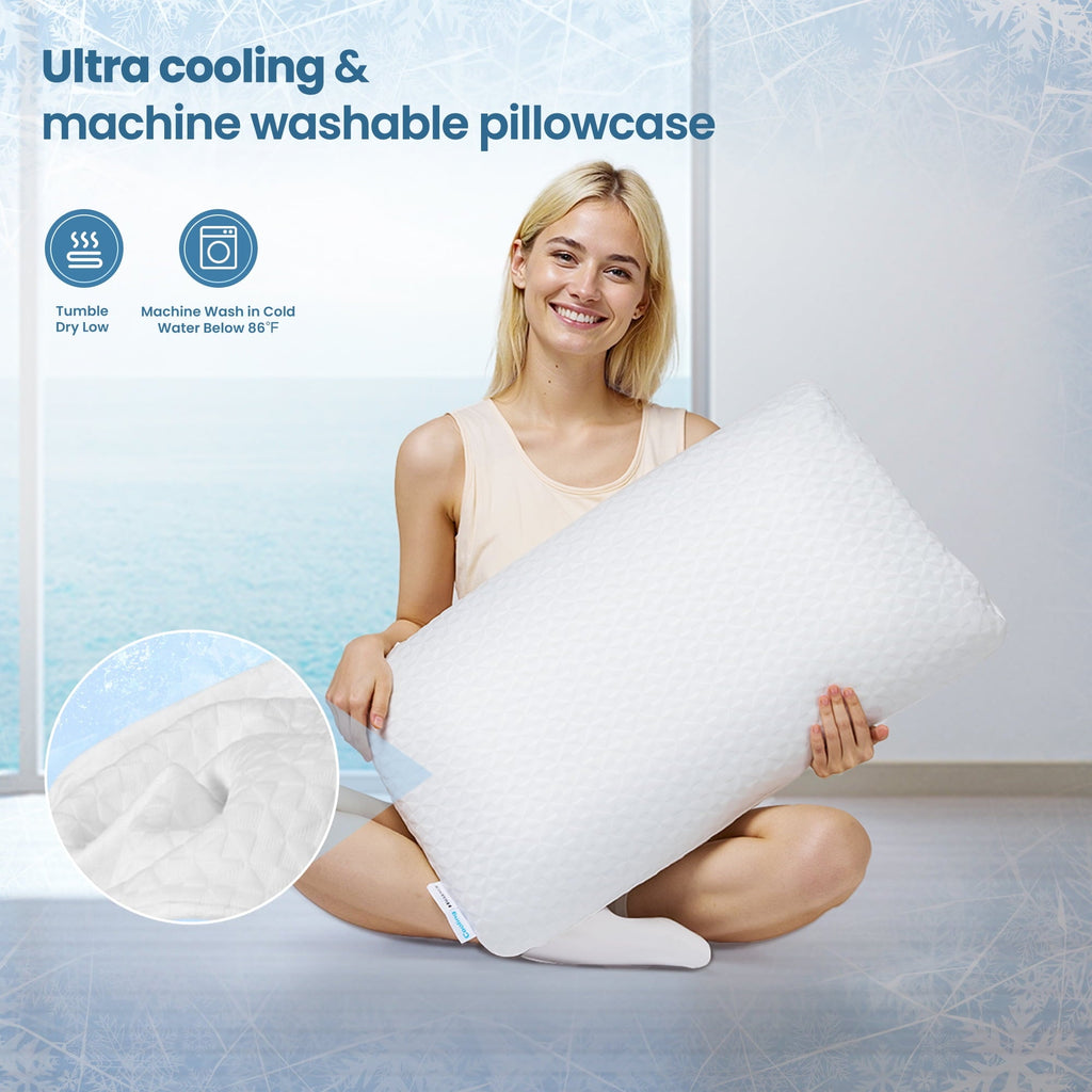 Decorative Plump Gel Memory Foam Pillow for Bed, Adjustable Height Bed Pillow with 0.8" Removable Insert, Ergonomic Neck Support for S... - Decorative Throw Pillow Cushion for Sofa & Bed Detail