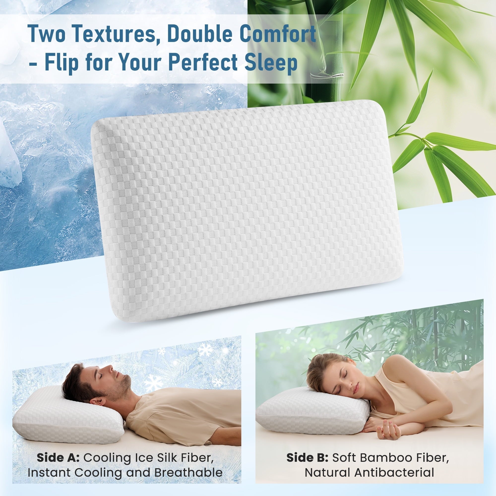 Orthopedic Support Memory Foam Pillow for Bed, Cooling Pillow with Extra Height Pad, Supportive Bed Pillow for Side, Back & Hot Sleepers... - Ergonomic Memory Foam Pillow for Neck Pain Support Detail
