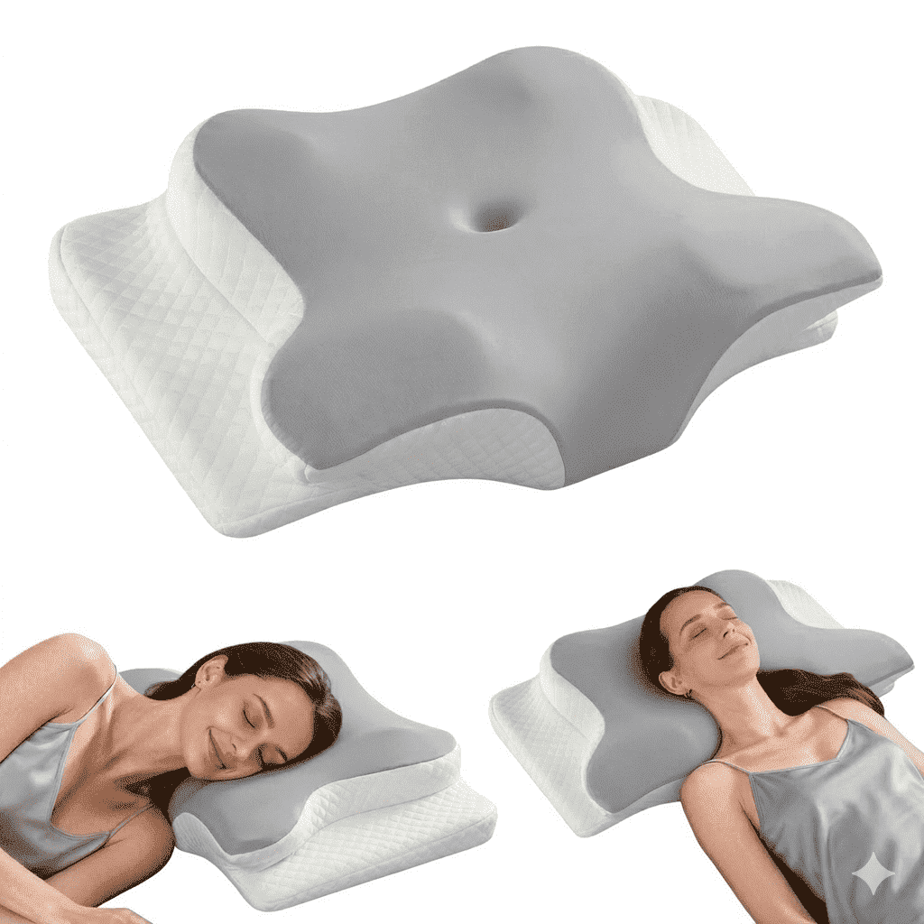 Orthopedic Support Memory Foam Contour Pillows - Neck Pain Relief, Orthopedic Cervical, Breathable Washable Cover - Decorative Throw Pillow Cushion for Sofa & Bed Detail