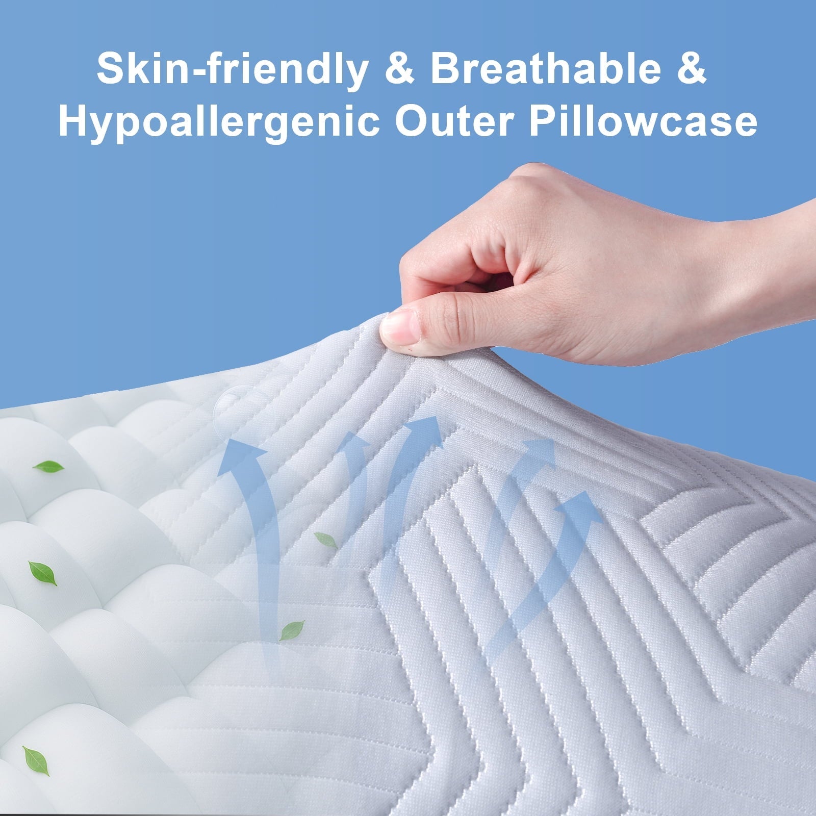 Ergonomic Memory Foam Soft Bed Pillow, Shredded Memory Foam Pillow, Comfortable Sleeping Pillow, Standard Size, Affordable Everyday Use - Decorative Throw Pillow Cushion for Sofa & Bed Detail