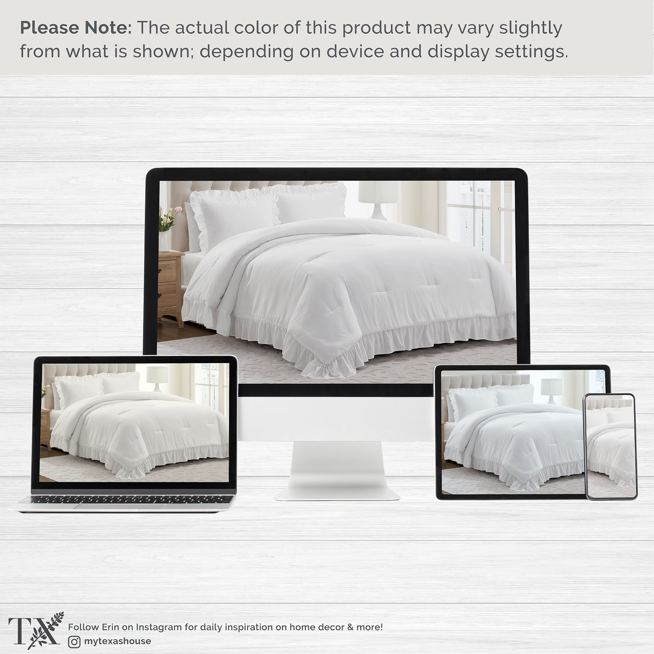 Luxurious Quilted Full/Queen Comforter Set, All-Season, 3-Piece, White Ruffle - Hypoallergenic Ultra-Fluffy Quilt for Winter Detail