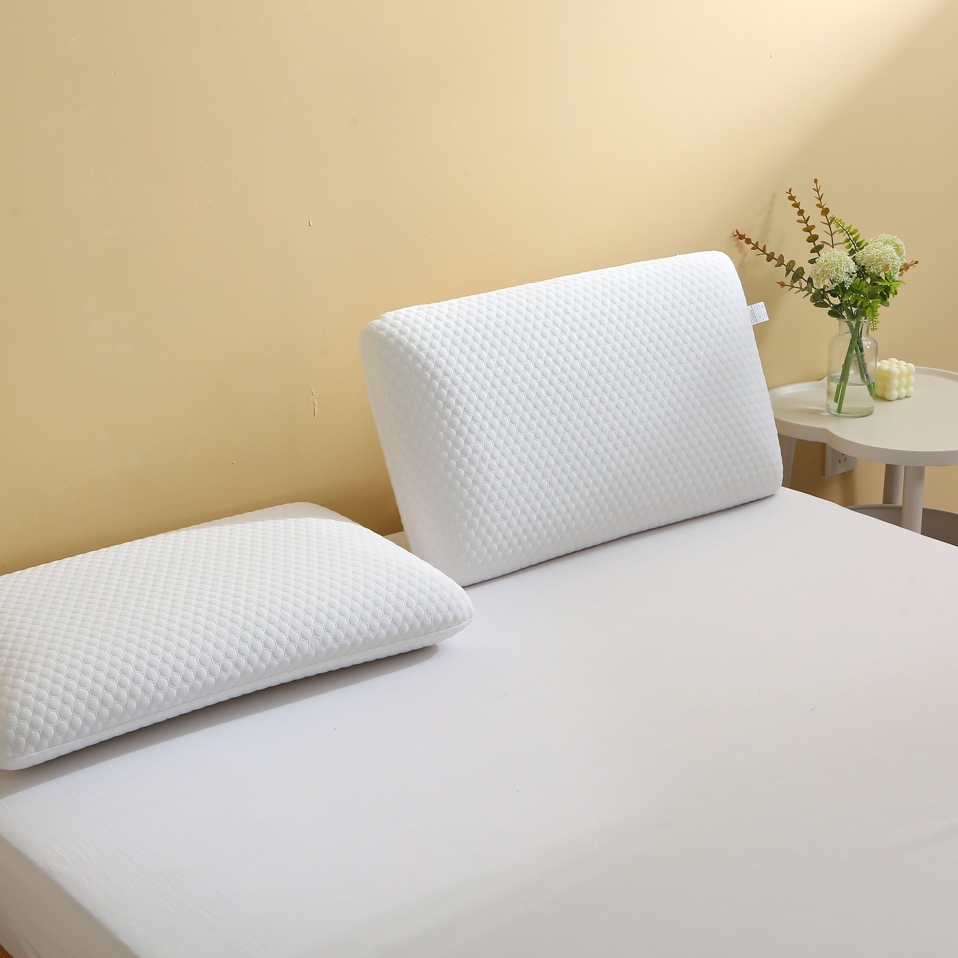 Hotel Collection Memory Foam Bed Pillows, Pillow for Side and Back Sleeper, Pillow for Neck Pain Relief, Washable Removable Cover, Sof... - Orthopedic Shredded Foam Bed Pillow Set Detail
