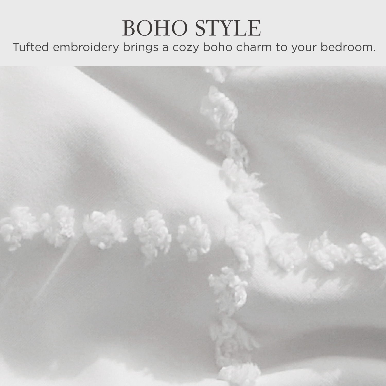 Hypoallergenic Cloud Queen Comforter Set, Boho Tufted Shabby Chic Bedding Comforter Set, 3 Pieces Farmhouse Bed Set for All Seasons, White... - Cloud-Like Soft Lightweight Bed Comforter Detail