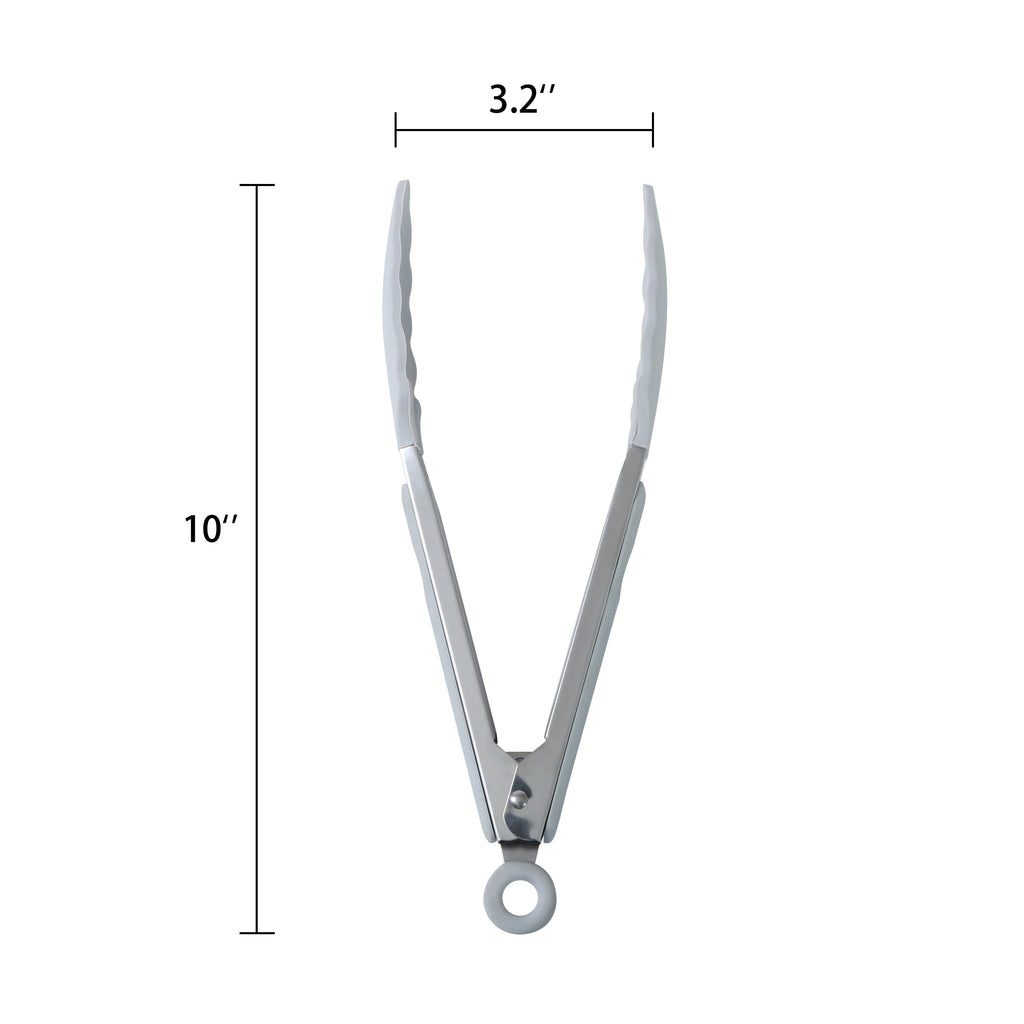 High-Precision 9" Stainless Steel and Silicone Locking Tongs, Soft Grip Handle, Grey Flannel - Multi-Purpose Hand Tool for Daily Meal Prep Detail