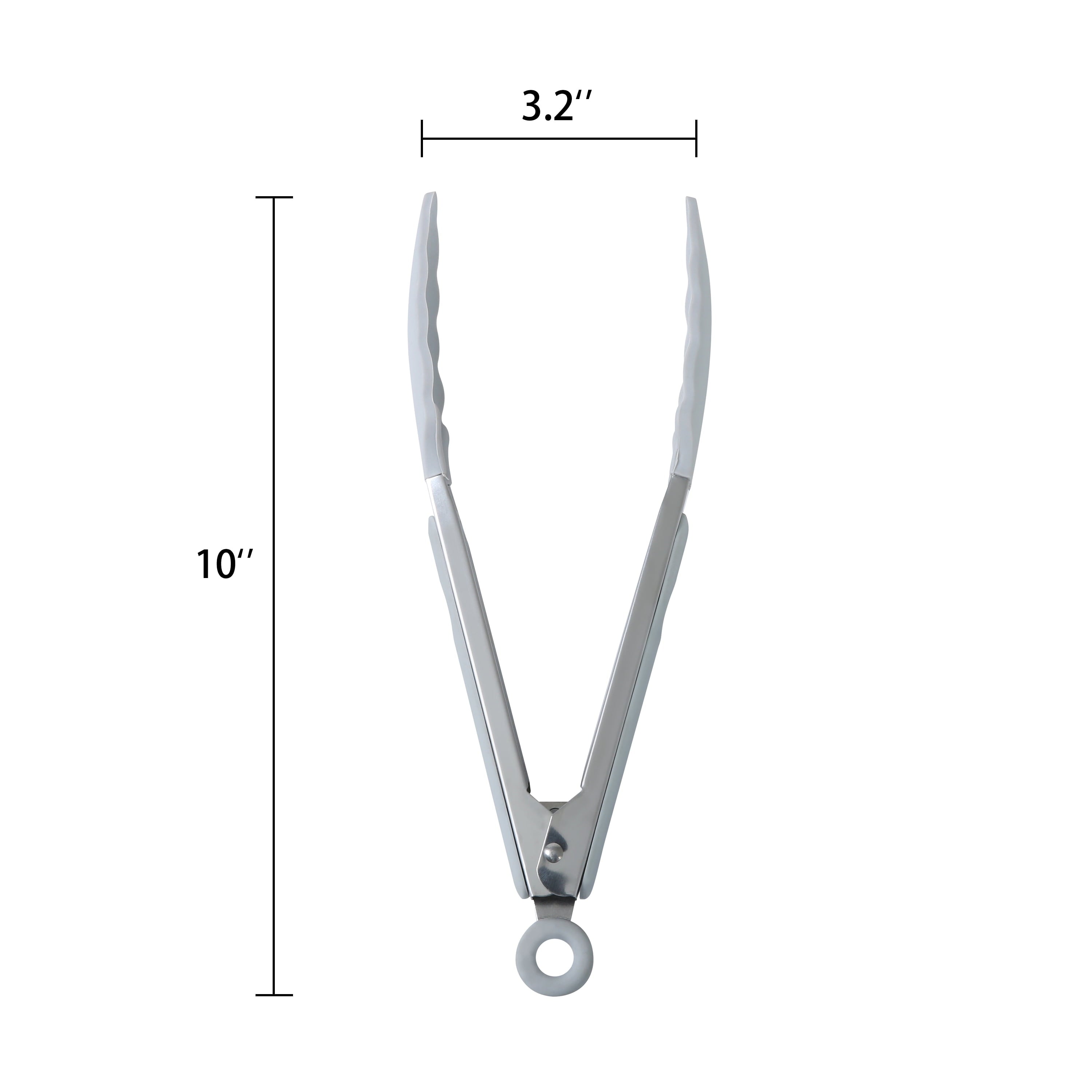 High-Precision 9" Stainless Steel and Silicone Locking Tongs, Soft Grip Handle, Grey Flannel - Multi-Purpose Hand Tool for Daily Meal Prep Detail