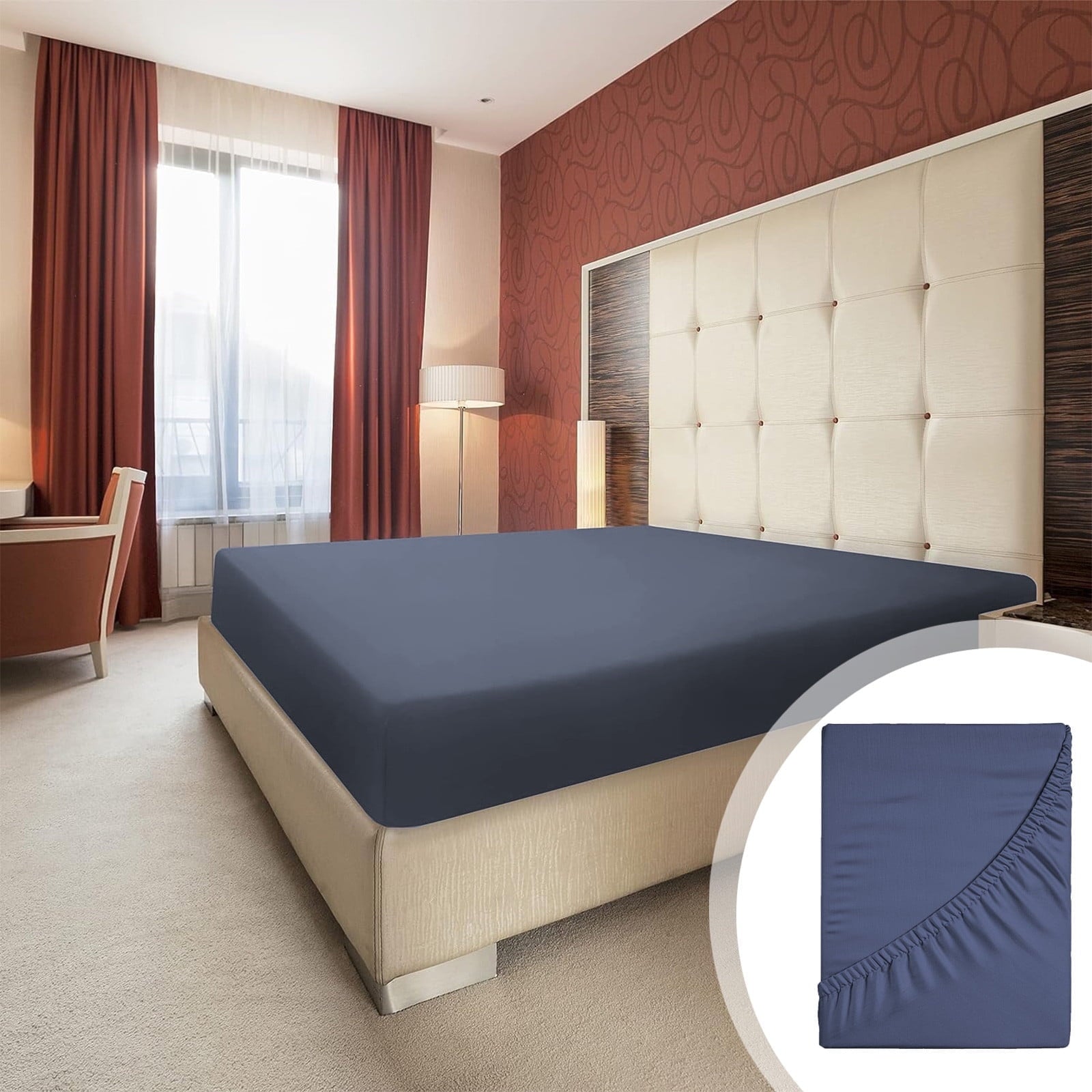 Wrinkle-Resistant Bed Sheet, Queen Size - Deep Pocket Soft Wrinkle and Fade Resistant - Breathable Egyptian Cotton Flat & Fitted Sheets Detail