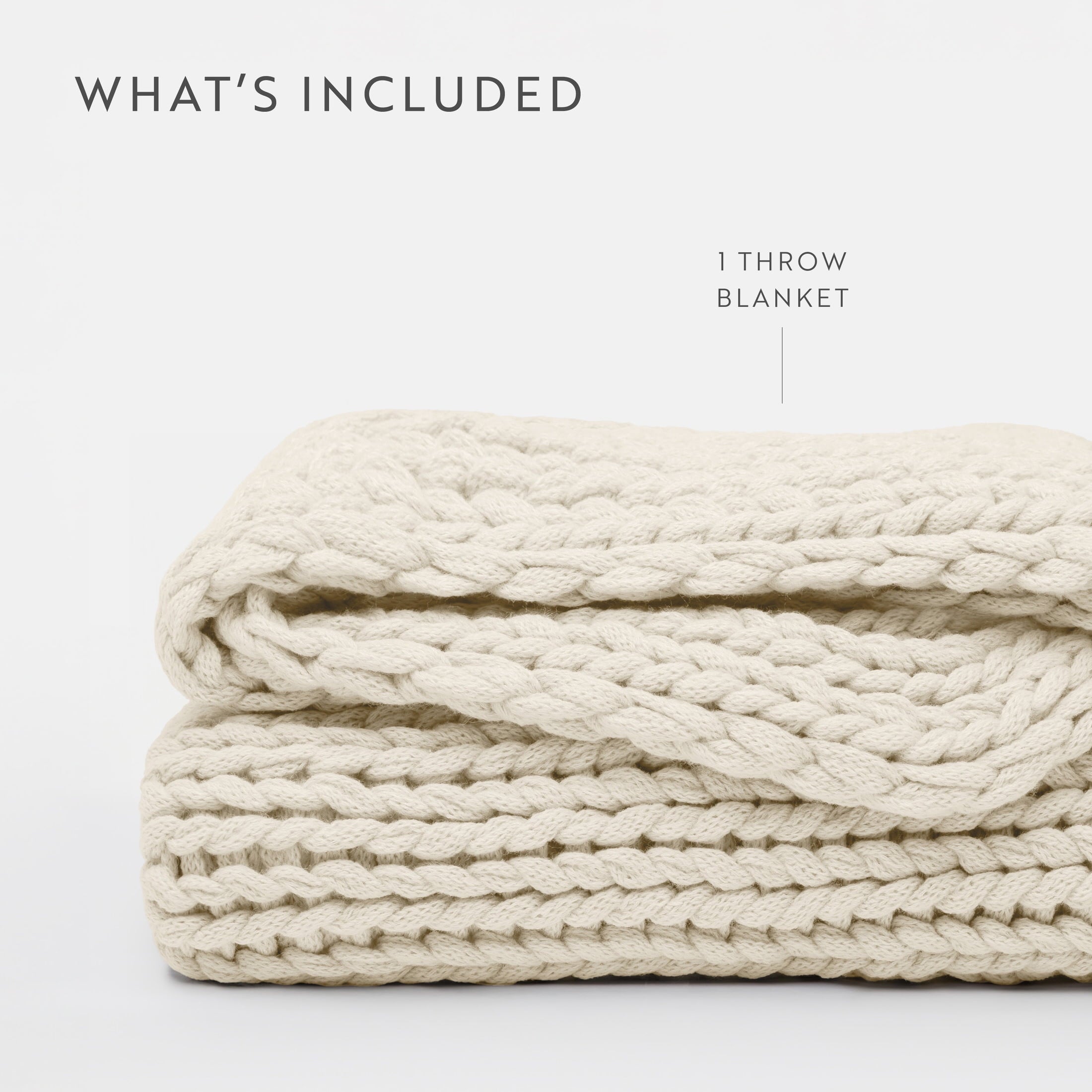 Super Soft Flannel Soft & Cozy Chunky Hand-Knit Throw Blanket, Ivory - Luxury Knitted Decorative Throw Blanket with Fringes Detail