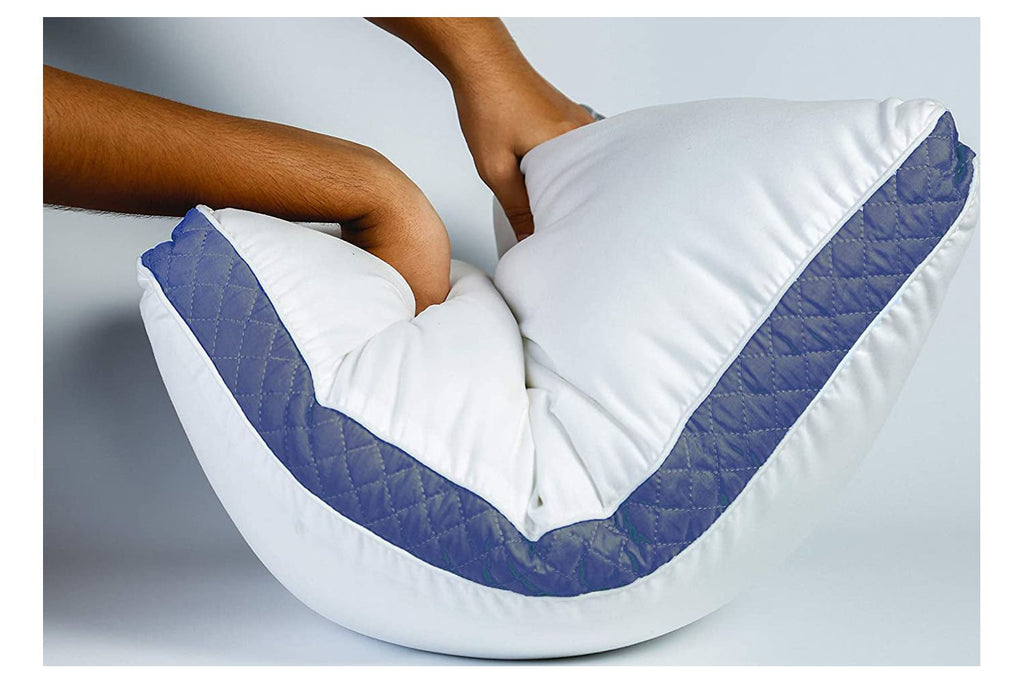 Orthopedic Support Gusseted Quilted Bed Pillows - Set of 2 Premium Bed Pillows for Side Sleepers and Back Sleepers - 2 Pack (King Size, Na - Orthopedic Shredded Foam Bed Pillow Set Detail