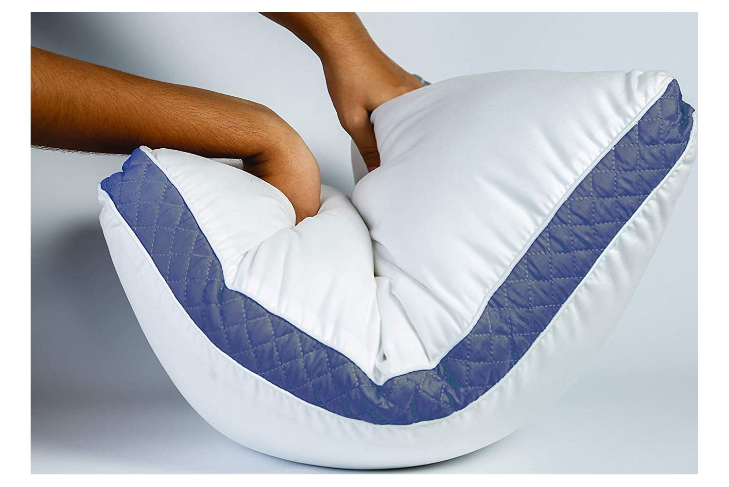 Orthopedic Support Gusseted Quilted Bed Pillows - Set of 2 Premium Bed Pillows for Side Sleepers and Back Sleepers - 2 Pack (King Size, Na - Orthopedic Shredded Foam Bed Pillow Set Detail
