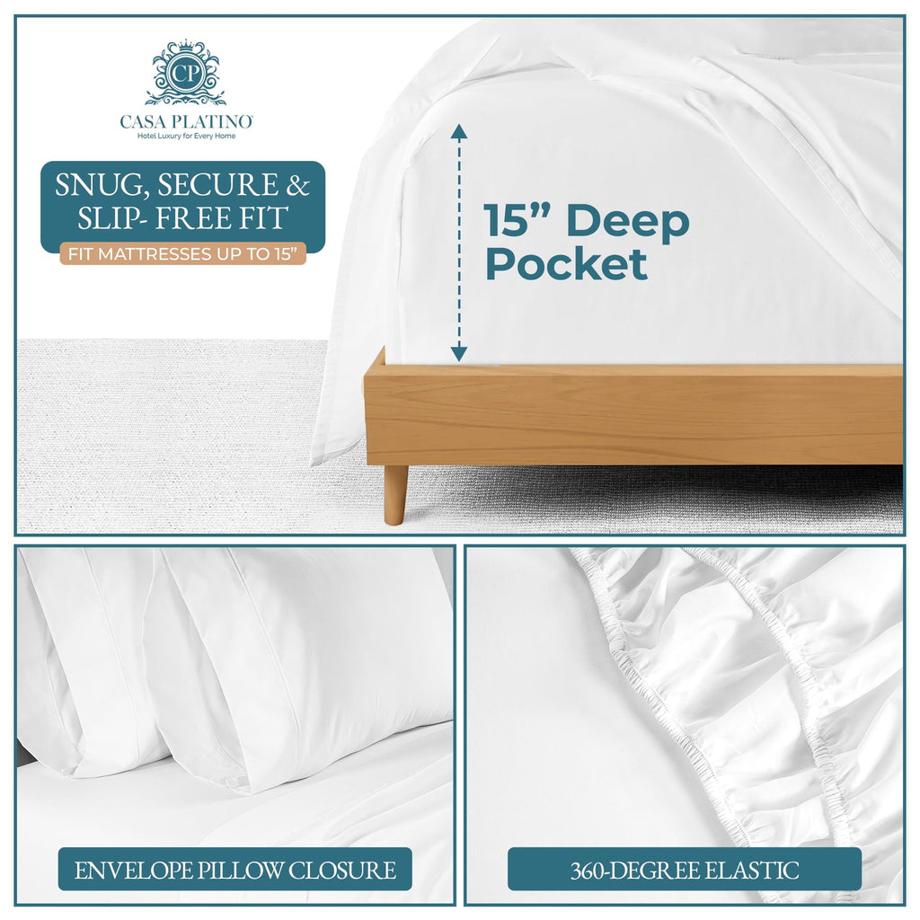 Breathable Luxury Bed Sheets Set – 6 Piece, 600 Thread Count, 100% Cotton Sheets, Hotel Luxury Sateen Finish, 15" Deep Pocket, Easy to ... - Premium Ultra-Soft Pillowcase Pair for Sleeping Detail