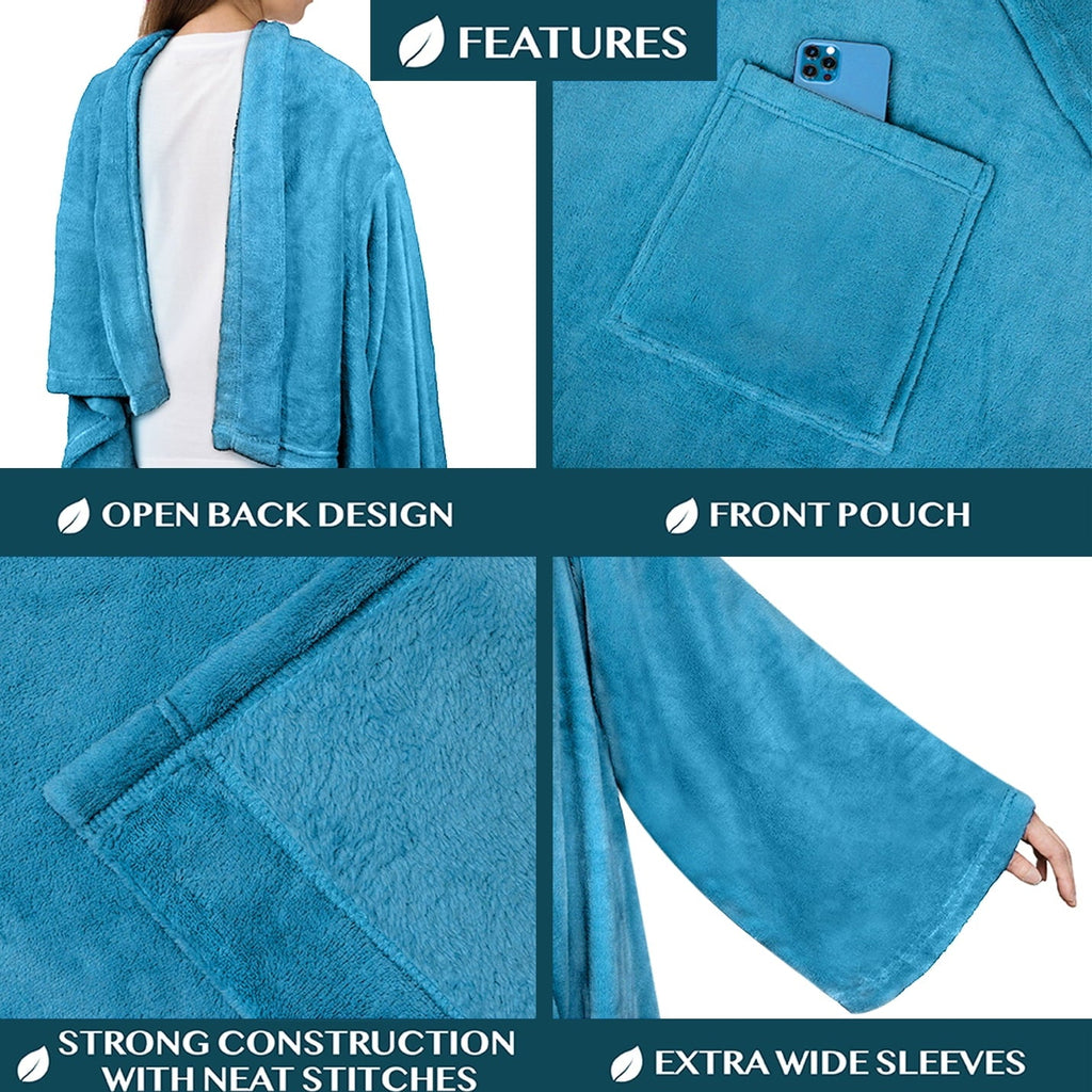 Decorative Knitted Wearable Blanket with Sleeves for Adult Women Men, Cozy Fleece Warm Wrap Throw Blanket with Arms, Pocket, Gifts for C... - Super Soft Reversible Sherpa Flannel Blanket Detail