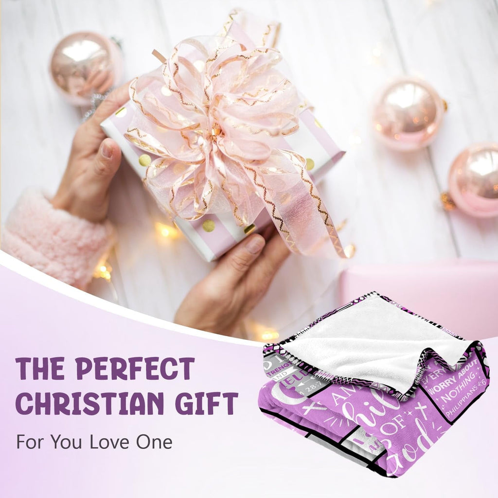 Cozy Fleece Christian Gifts for Women - Baptism Gifts for Girl - Child of God Blanket - Inspirational Birthday Religious Catholic... - Cozy Fleece Throw Blanket for Couch & Bed Detail