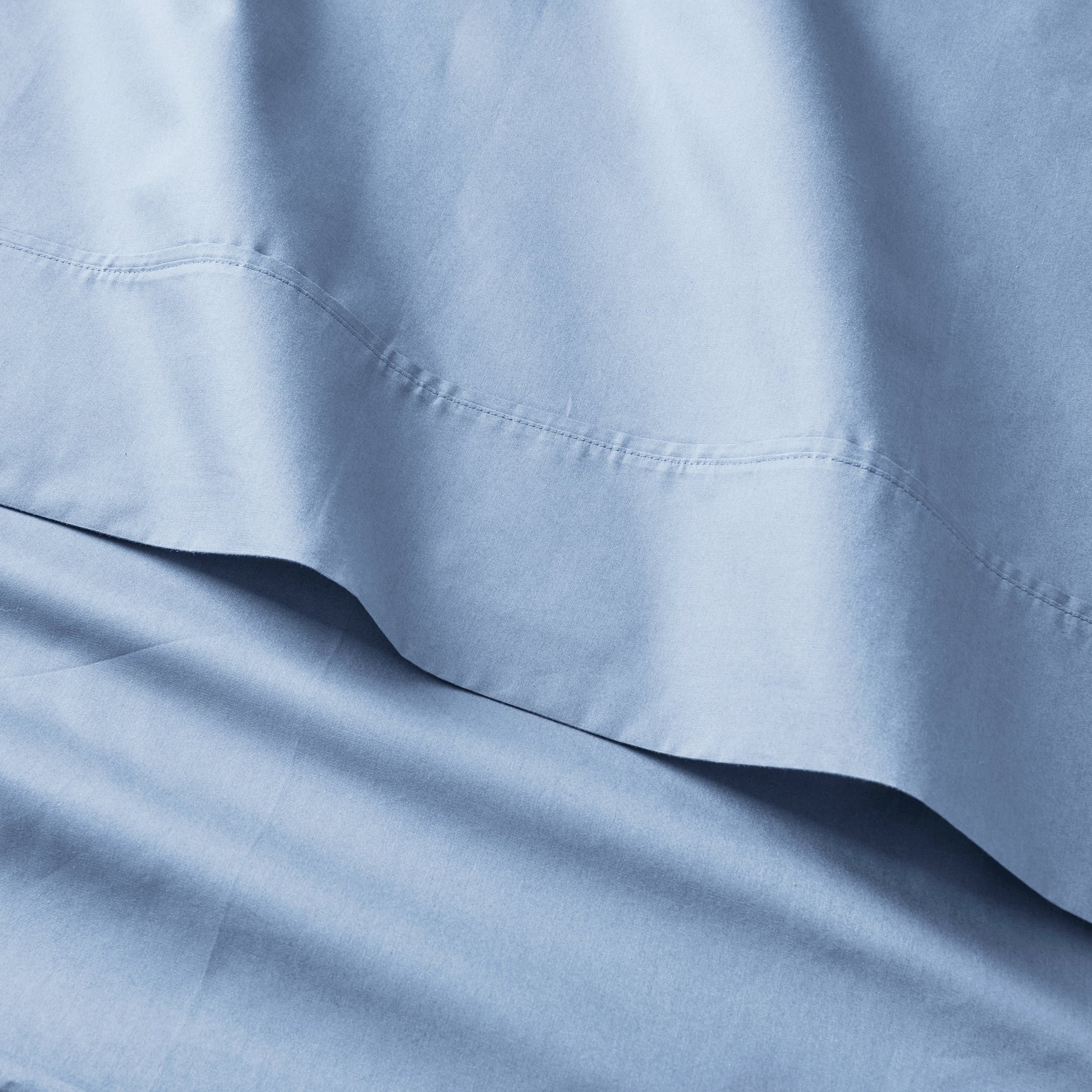 Breathable Luxury Cool & Crisp 3-Piece 300 Thread Count Blue Water Cotton Percale Sheet Set, Twin - Breathable Egyptian Cotton Flat & Fitted Sheets Detail