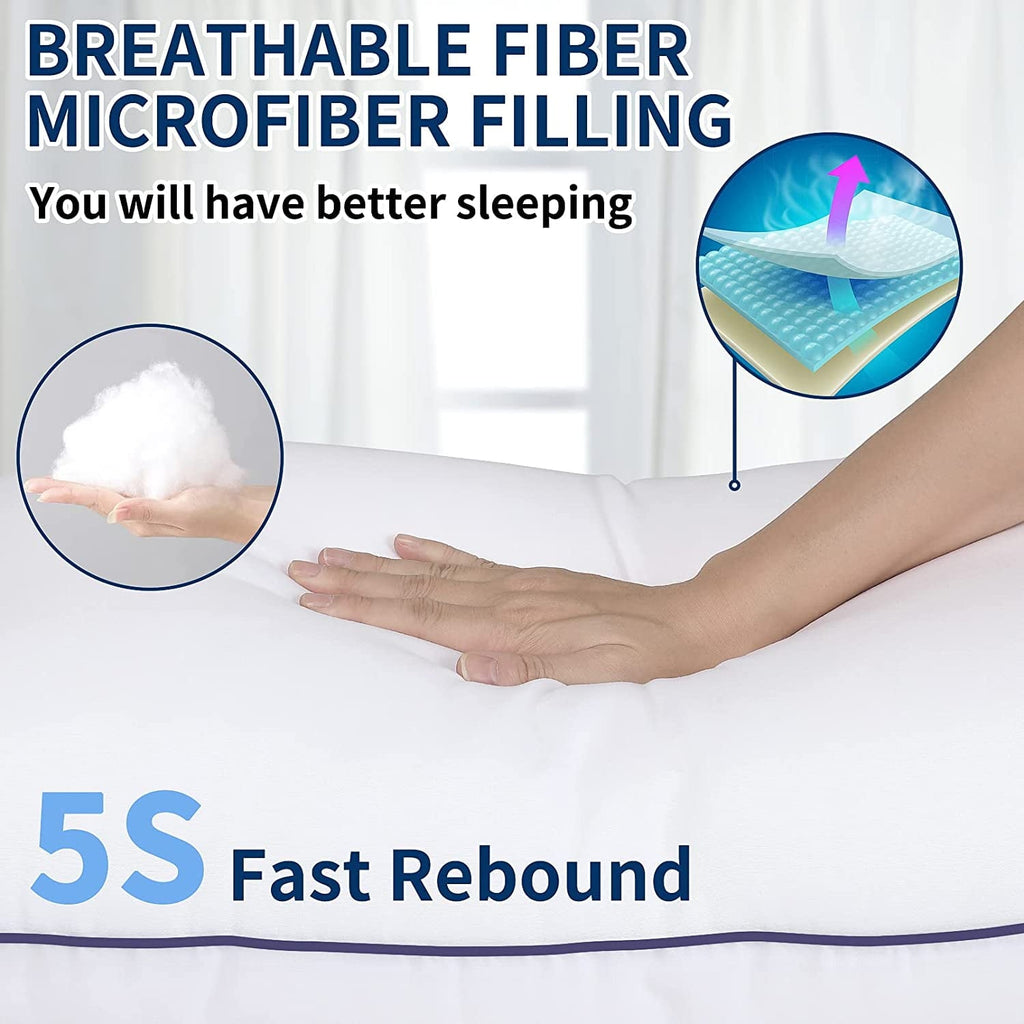 Ergonomic Memory Foam Bed Pillows for Sleeping Queen Size 20" x 30" Hypoallergenic Pillow for Side and Back Sleeper Soft Supportive Hotel C... - Ergonomic Memory Foam Pillow for Neck Pain Support Detail