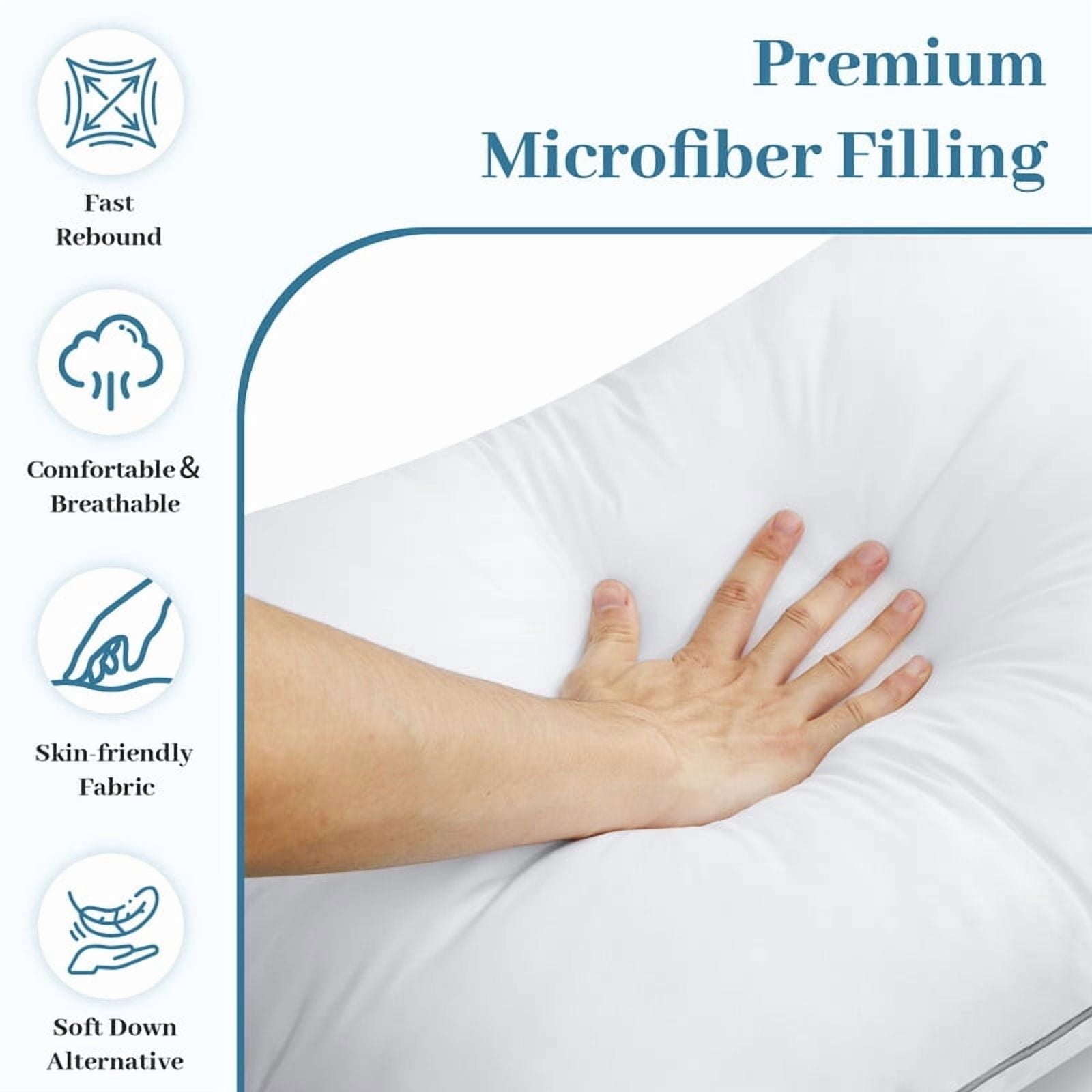 Hotel Collection Pillows Queen Size Set of 2, Bed Pillows for Side, Back and Stomach Sleepers, Super Soft Down Alternative Filling, Lu... - Orthopedic Shredded Foam Bed Pillow Set Detail