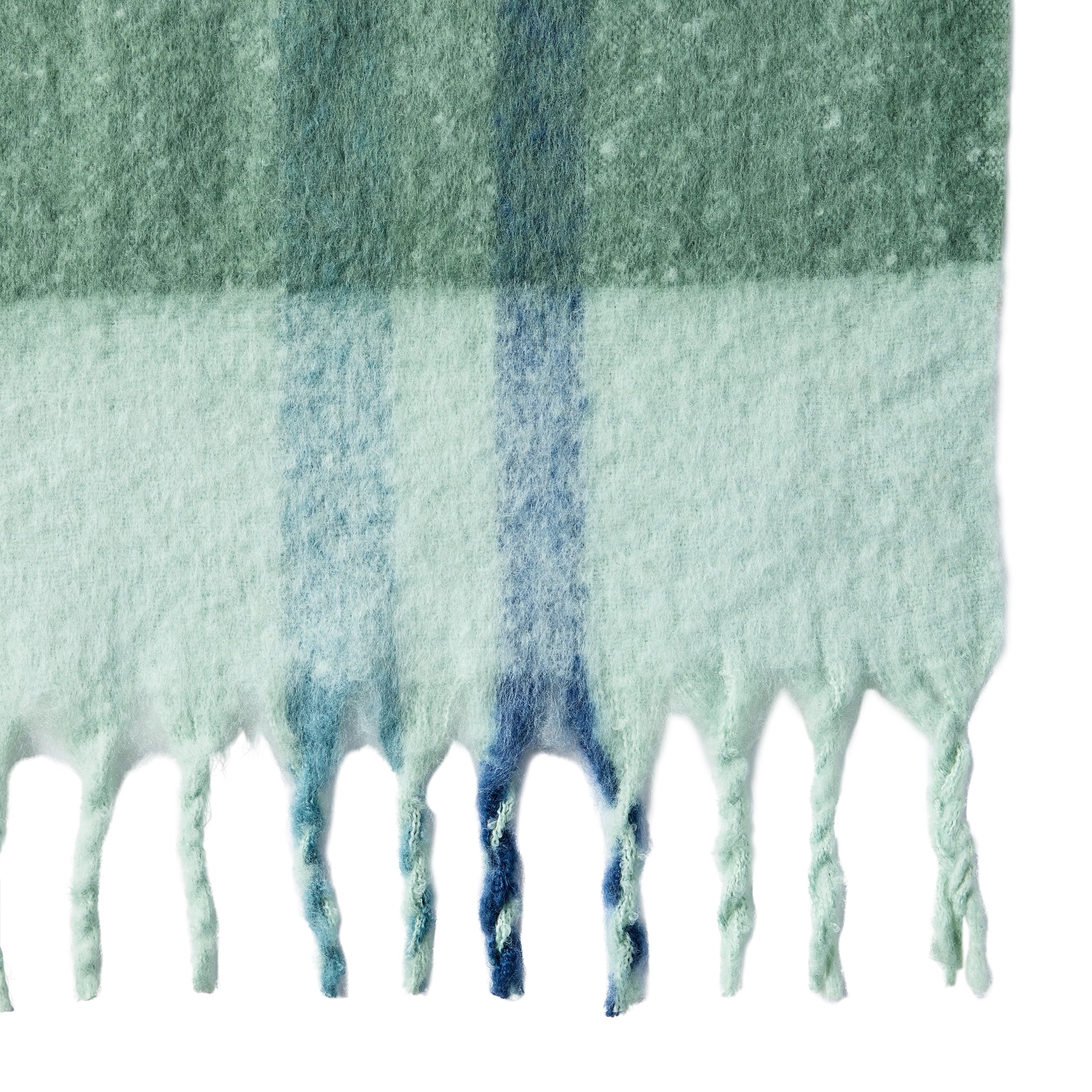 Cozy Fleece Faux Mohair Cozy Couch Throw Blanket Green Plaid, 50x72" - Cozy Fleece Throw Blanket for Couch & Bed Detail