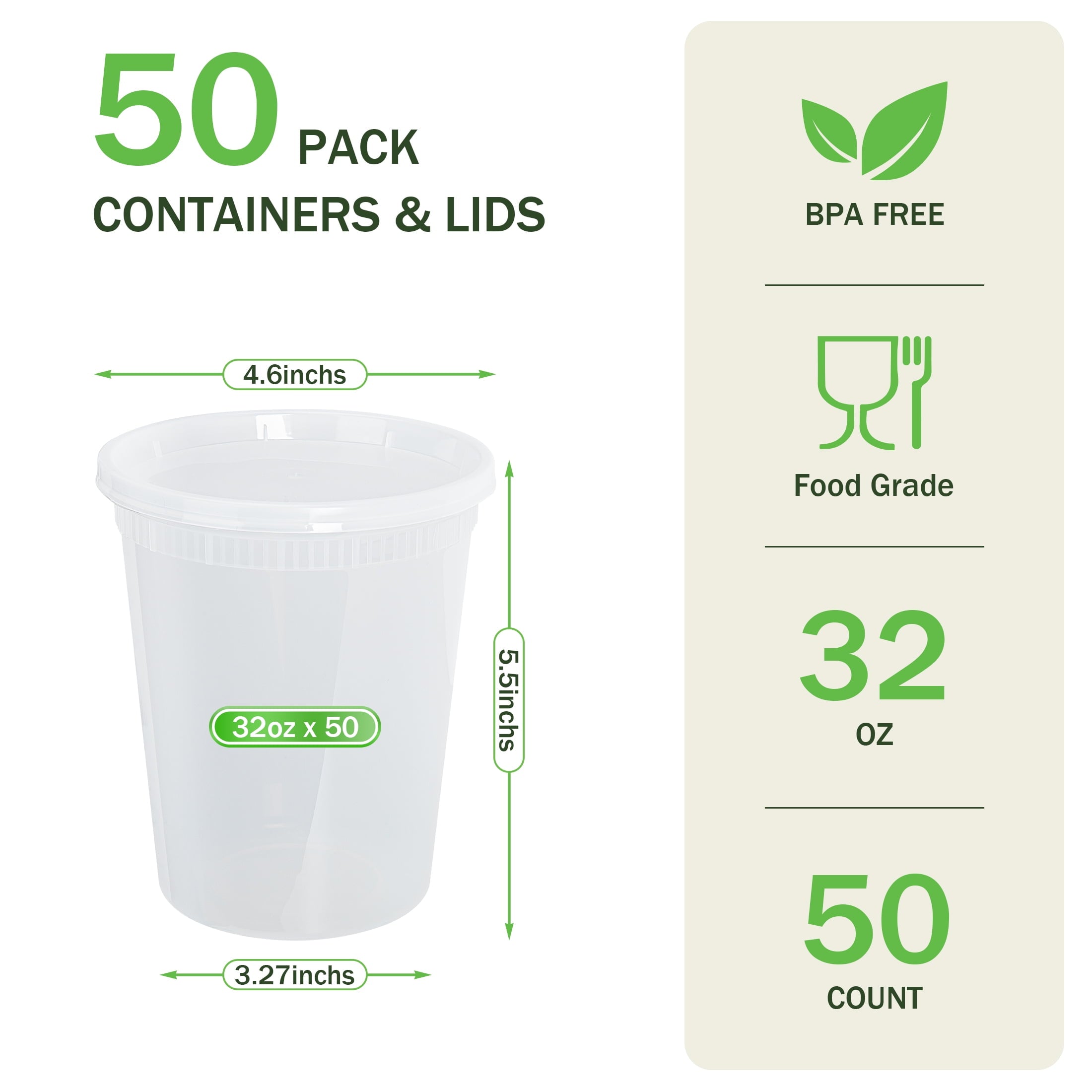 Deliciously Squishy 32oz Deli Containers with Lids 50 Sets, Food Storage Containers with Lids, Soup Containers with Lids, Stackable Plast... - Fun Food Fidget Cookie Squishable Toy Detail