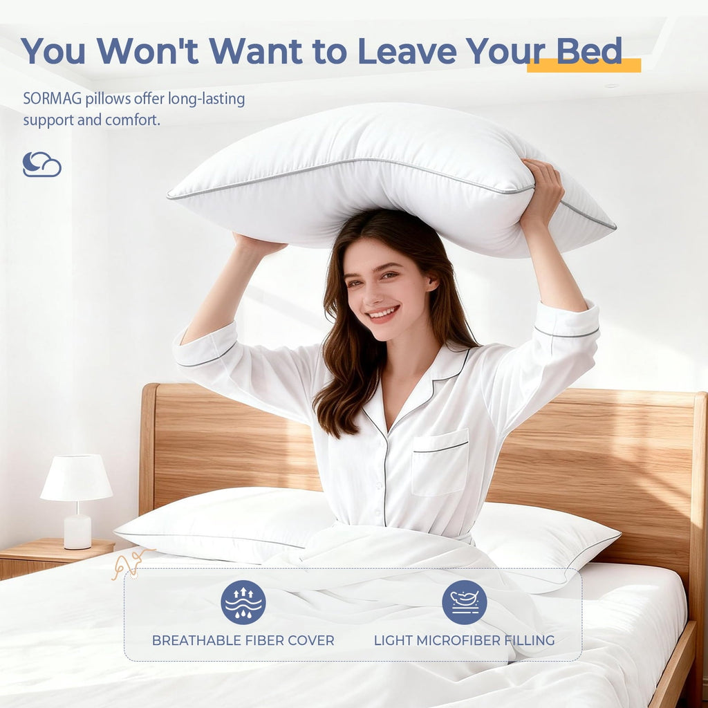 Fluffy Shredded Pillows Queen Size Set of 2, Bed Pillows for Side and Back Sleepers, Soft Down Alternative Pillows, Hotel Quality and... - Orthopedic Shredded Foam Bed Pillow Set Detail