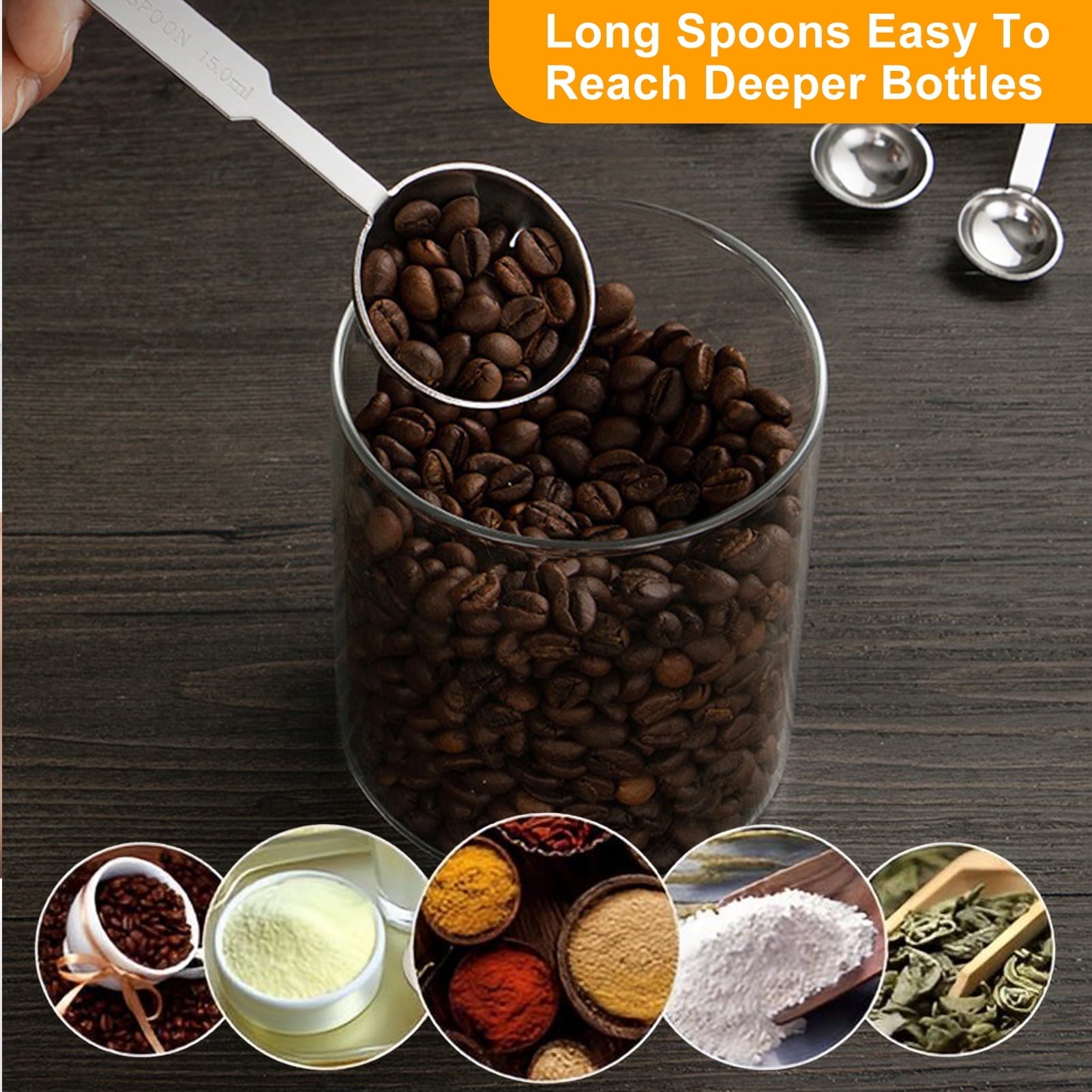 Non-Stick Safe Measuring Cups and Spoons Set of 10, 5 Stainless Steel Cups and 5 Spoons for Kitchen Cooking Baking - Premium Stainless Steel Cooking Utensil for Non-Stick Pots Detail