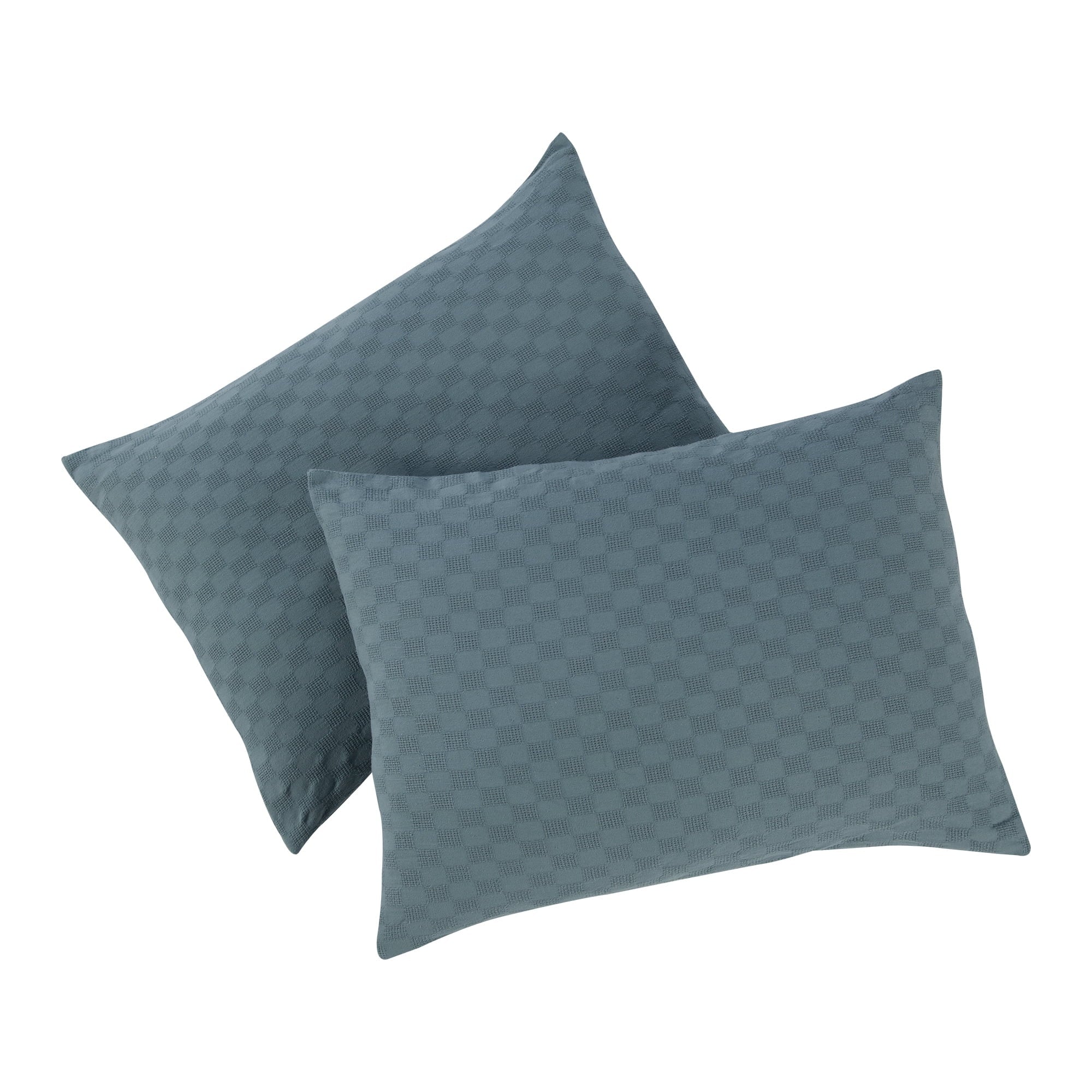 Luxurious Quilted Full/Queen Comforter Set, All-Season, 3-Piece, Nimbus Blue Block Weave - Luxurious Quilted Duvet Cover Set Detail