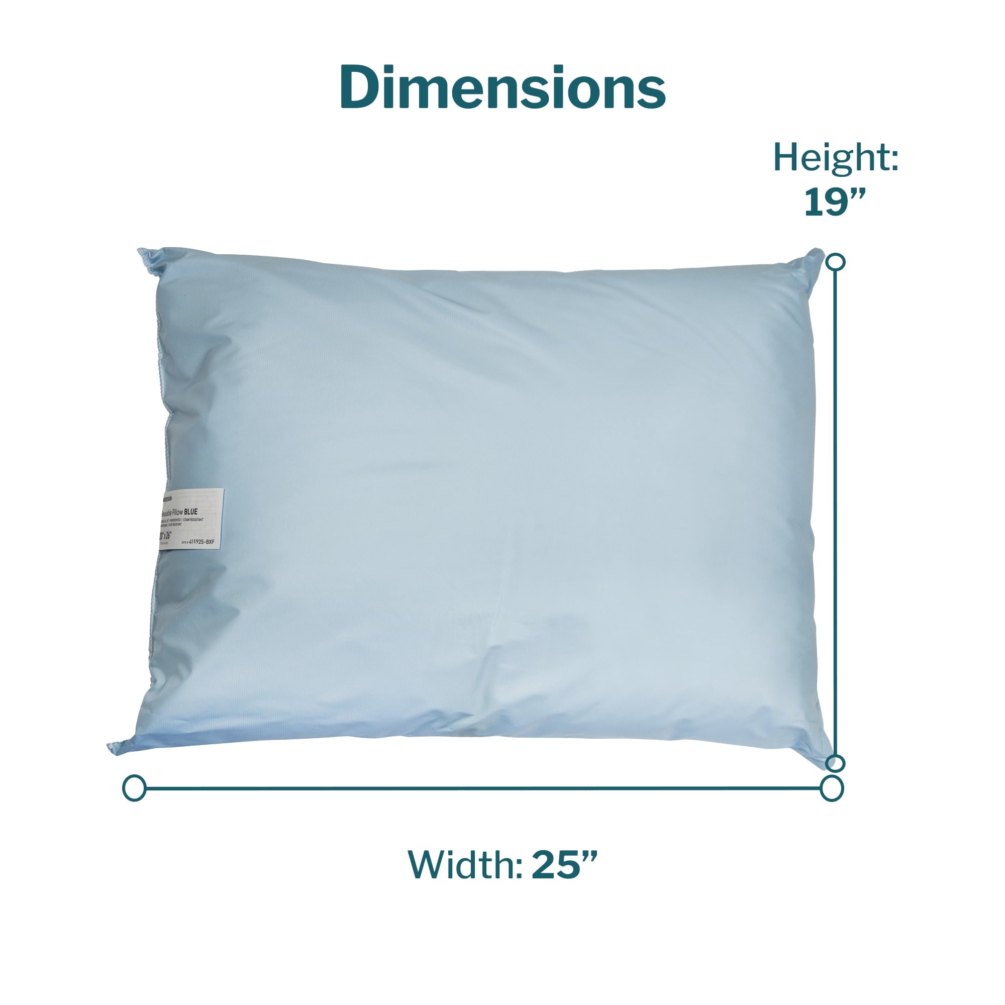 Ergonomic Memory Foam Reusable Water-Resistant Soft Polyester Fill Blue Bed Pillow, 19" x 25", 1 Ct - Hotel Quality Plush Sleeping Pillows Detail