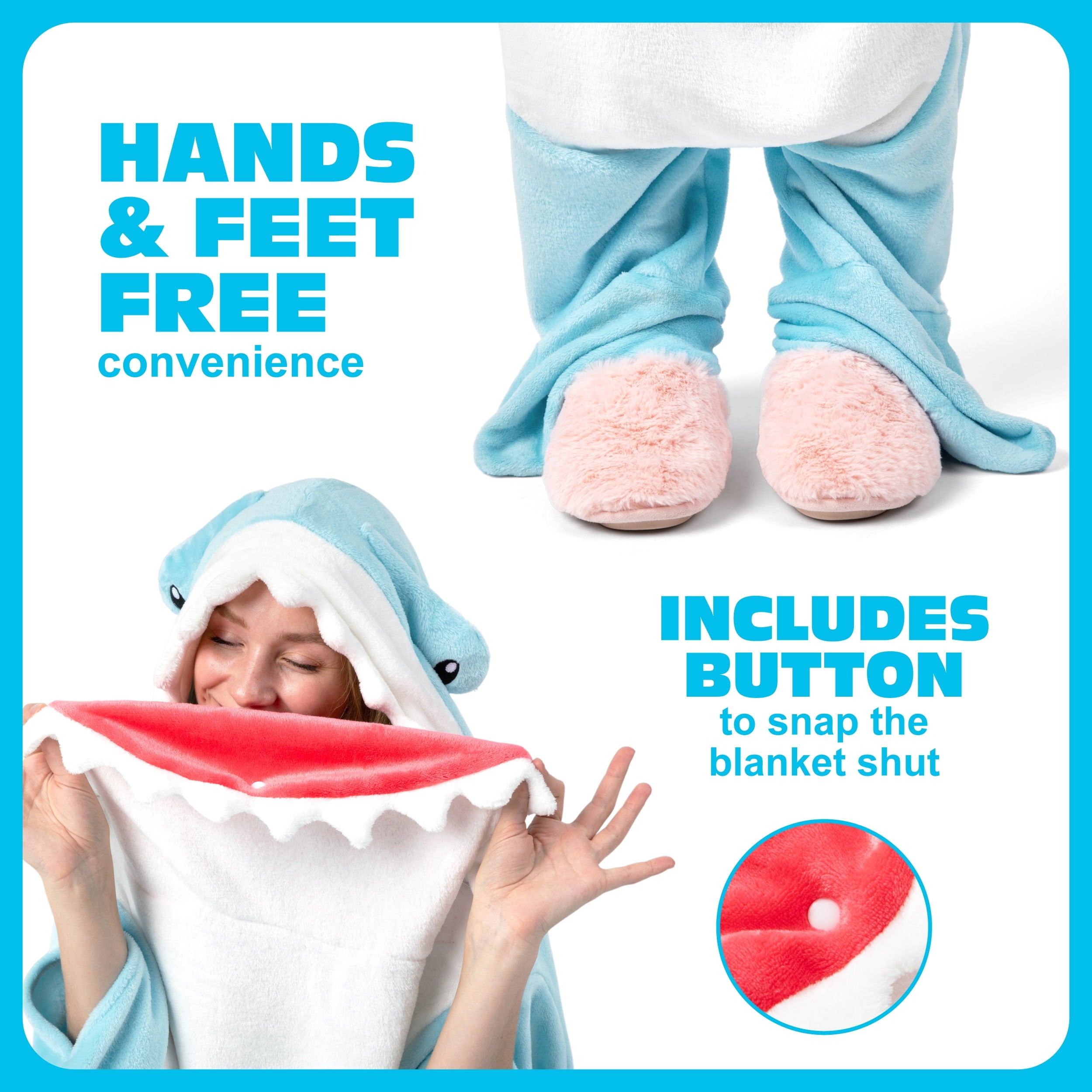 Cozy Fleece Hammerhead Blanket 70" Throw Blanket with Sleeves - Lightweight Plush Warm Blanket for All Seasons Detail