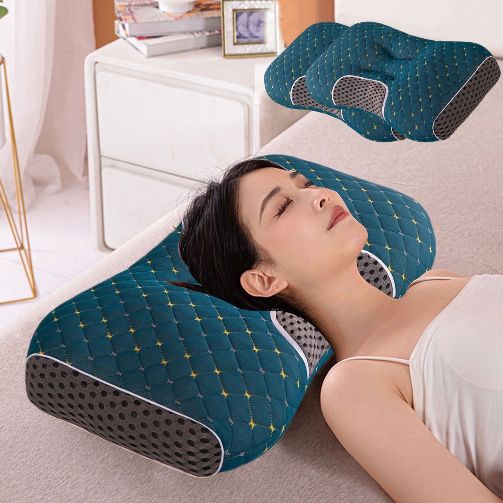 Hotel Collection 2-Pack Orthopedic Cervical Pillows For Deep Sleep Support - Non-Collapsing Memory Foam Pillow With Neck Pain Relief, ... - Ergonomic Memory Foam Pillow for Neck Pain Support Detail