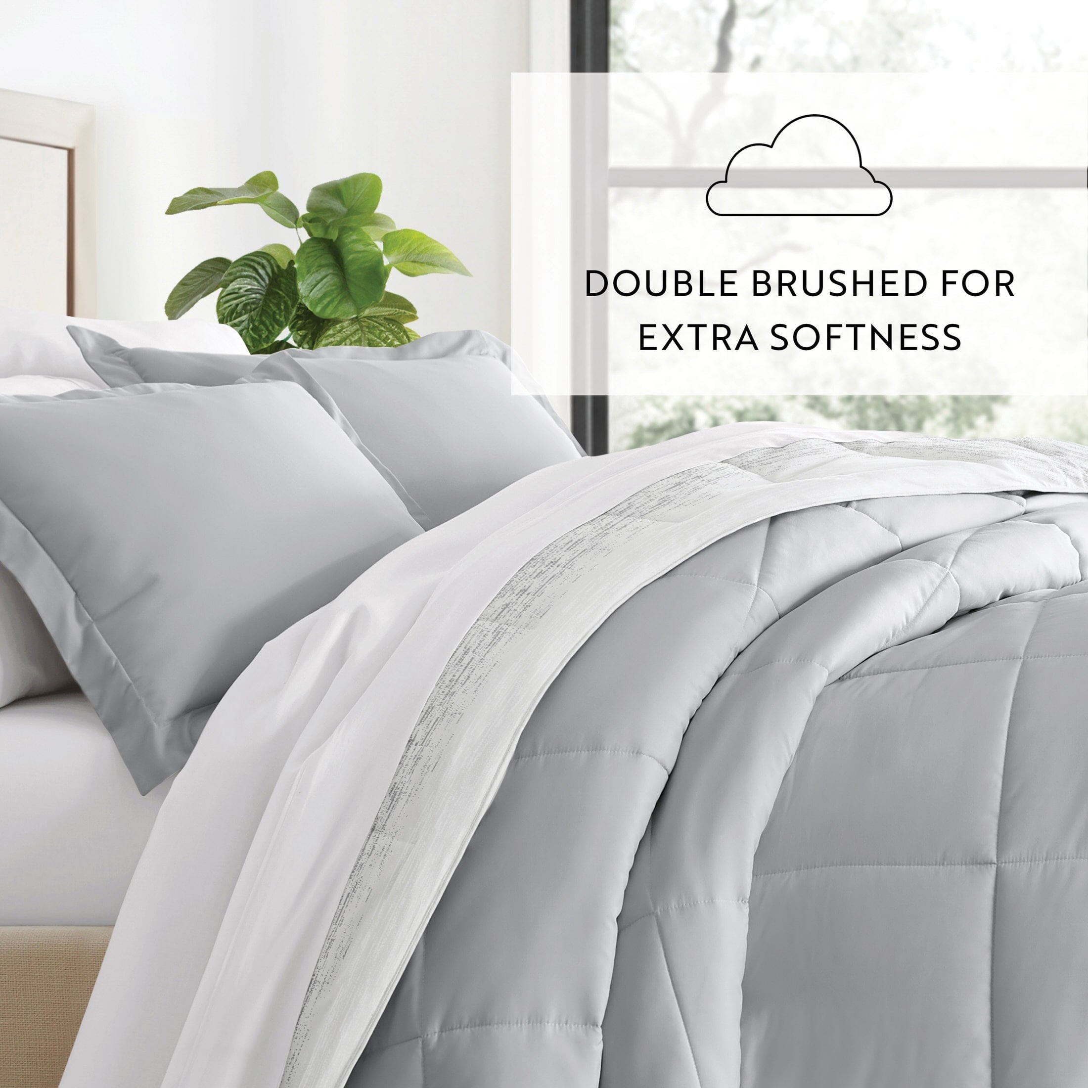 All-Season All Season Ultra Soft Comforter Set Lightweight Bedding in Gray/Black Ombre for Full/Queen Size - Hypoallergenic Ultra-Fluffy Quilt for Winter Detail