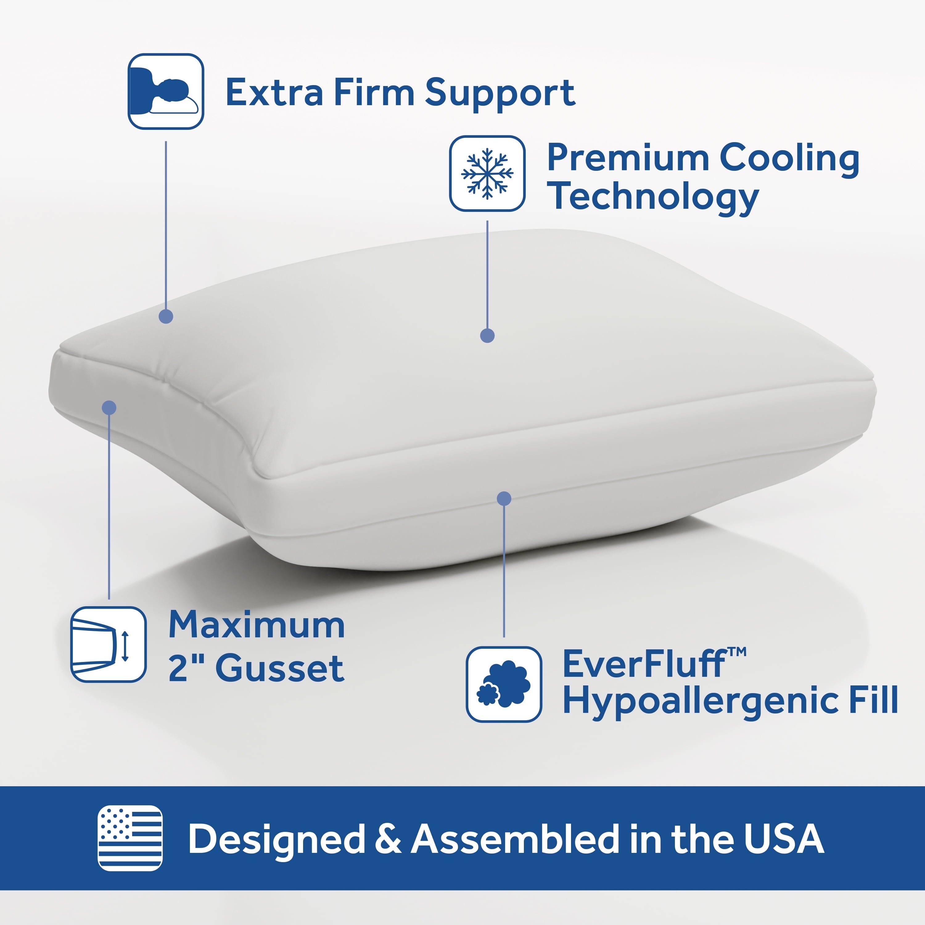 Hotel Collection Cooling Bed Pillow, Jumbo, White- Extra Firm, 2 Count - Decorative Throw Pillow Cushion for Sofa & Bed Detail