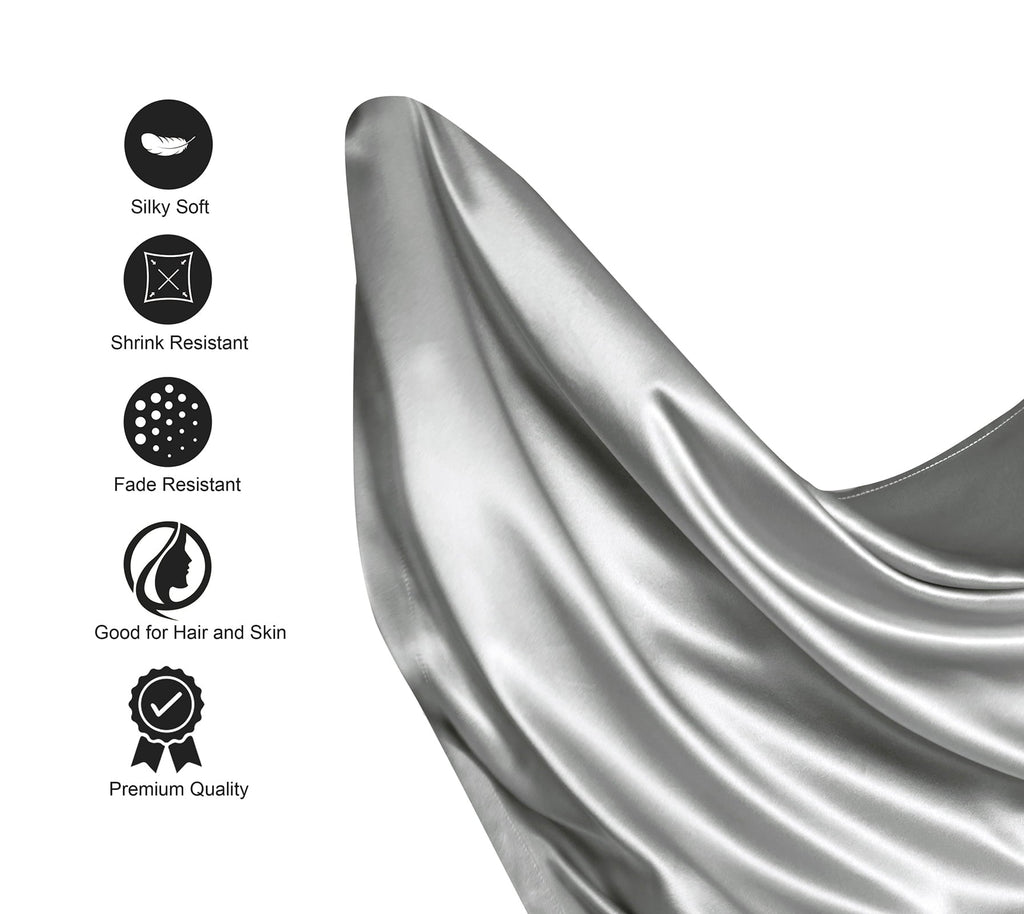 Breathable Luxury Luxury Satin Sheets Set Full Size Light Gray, 4-Piece Bedding Sets with Deep Pockets - Soft and Smooth Satin Bed Shee... - Luxury Bed Sheet Set with Deep Pockets Detail