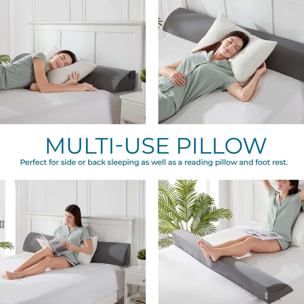 Decorative Plump Bed Wedge Pillow for Headboard, Mattress Gap Filler Headboard Pillow, Queen Size - Decorative Throw Pillow Cushion for Sofa & Bed Detail