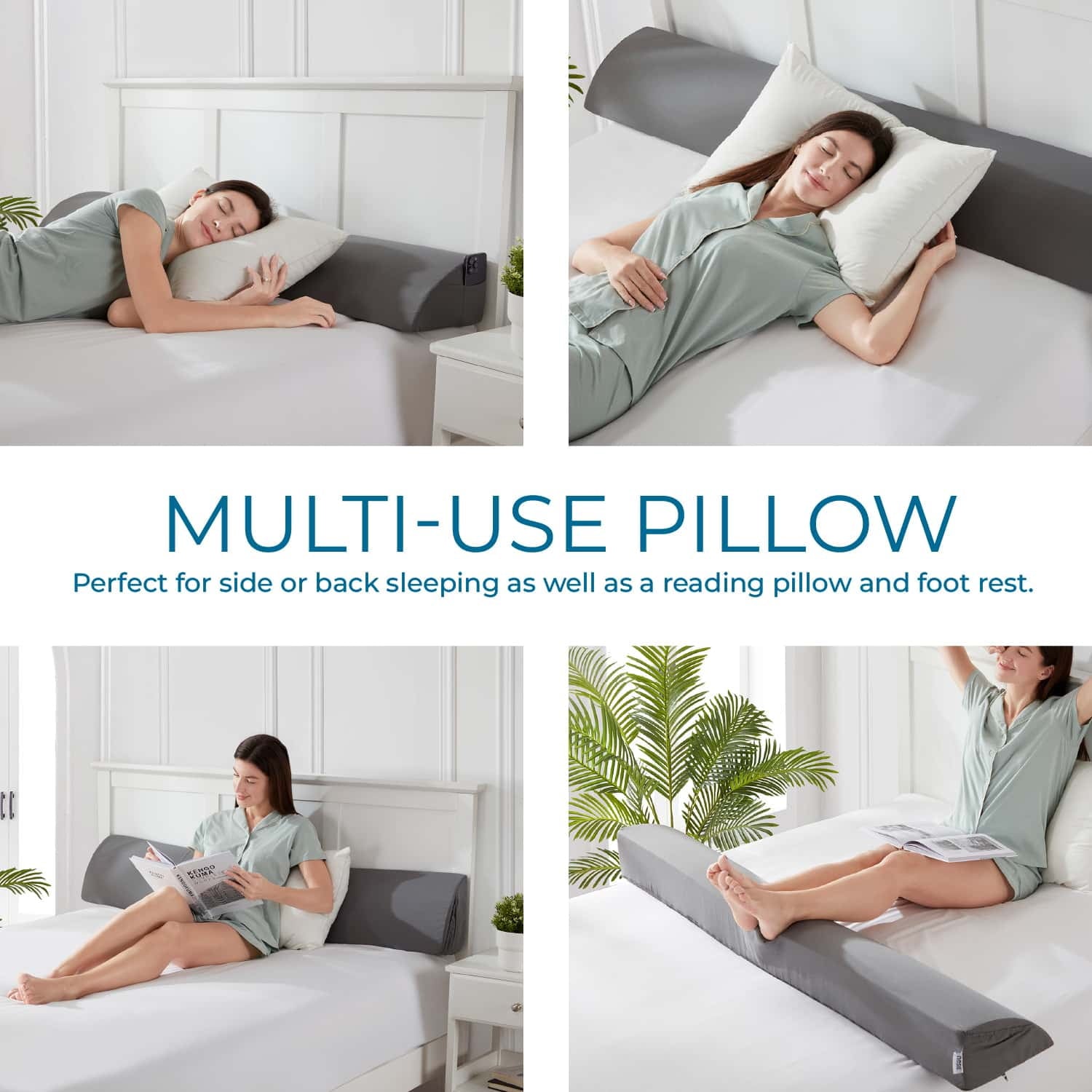 Decorative Plump Bed Wedge Pillow for Headboard, Mattress Gap Filler Headboard Pillow, Queen Size - Decorative Throw Pillow Cushion for Sofa & Bed Detail