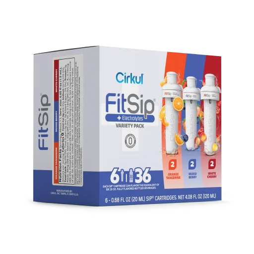 Refreshing Electrolyte FitSip 6-Pack Variety Pack HE3H - Sugar-Free Fruit Flavor Cartridge Refill Detail