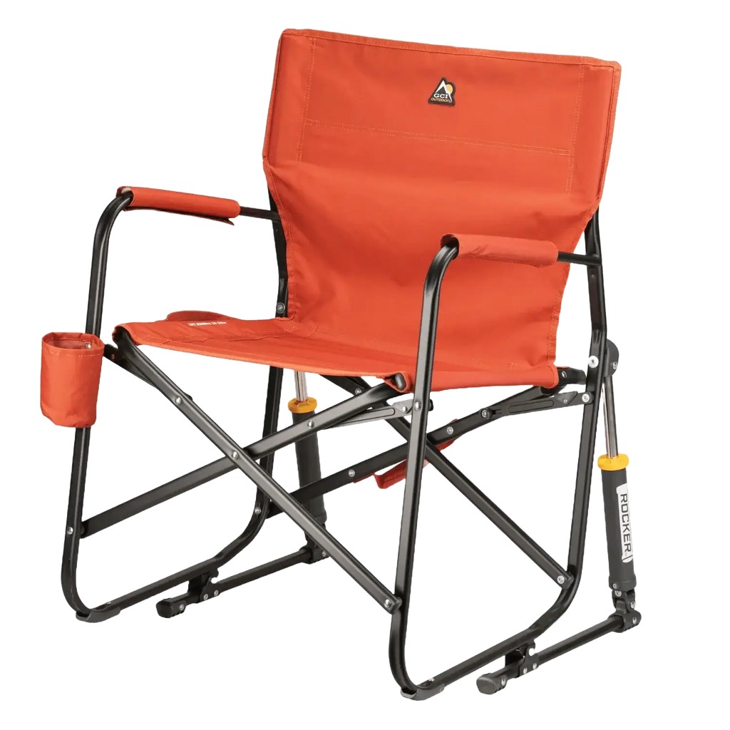 Premium All-Weather Freestyle Rocker - Pumpkin Spice - Choice 373 - Patented Spring-Action Rocking Chair for Camping Detail