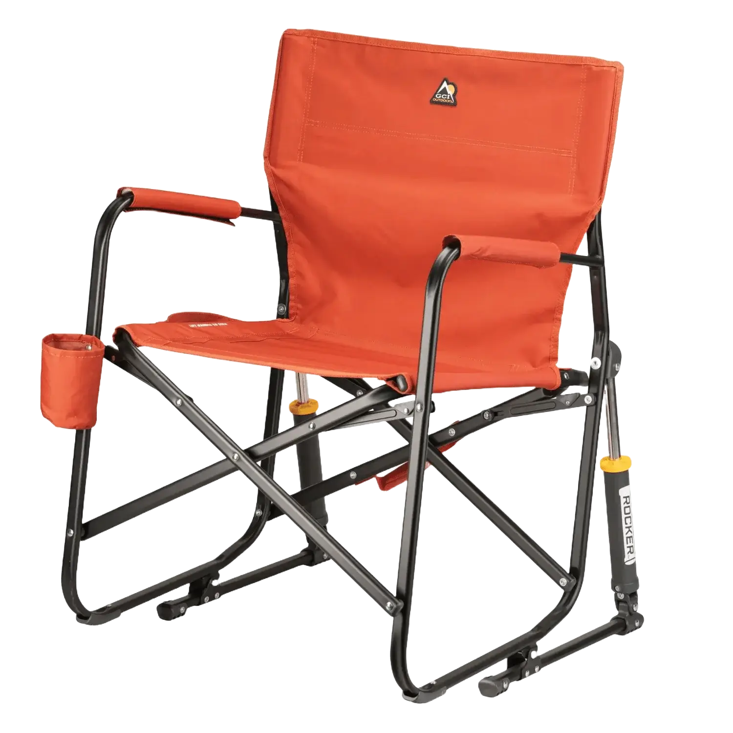 Premium All-Weather Freestyle Rocker - Pumpkin Spice - Choice 373 - Patented Spring-Action Rocking Chair for Camping Detail