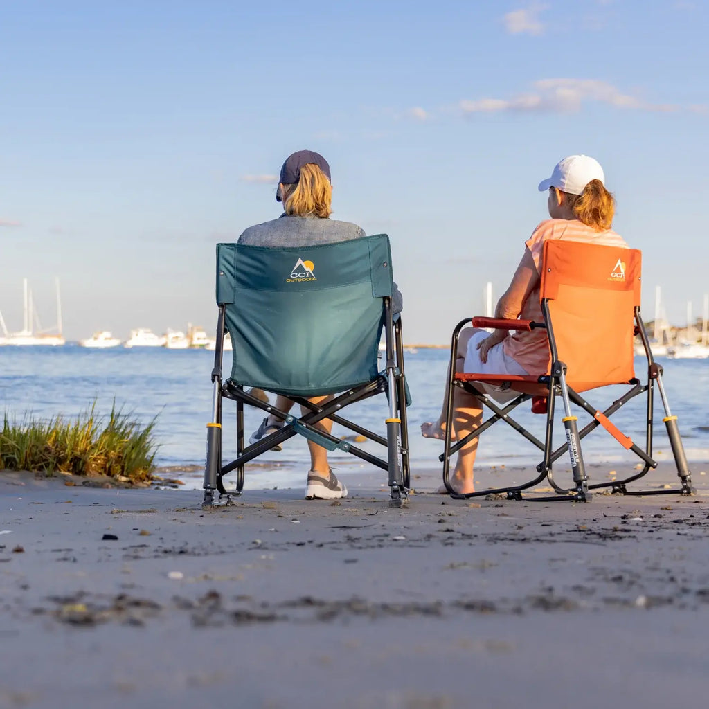 Premium All-Weather Freestyle Rocker - Pumpkin Spice - Choice 373 - Patented Spring-Action Rocking Chair for Camping Detail
