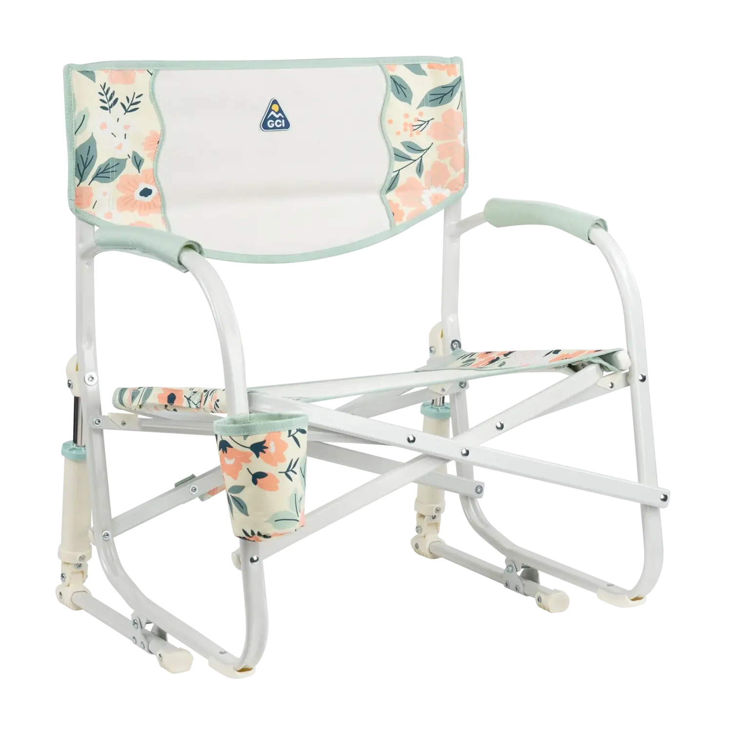 Patented Spring-Action Grab & Go Rocker - Choice 551 - Freestyle Rocker Portable Outdoor Folding Chair - Floral Bouquet