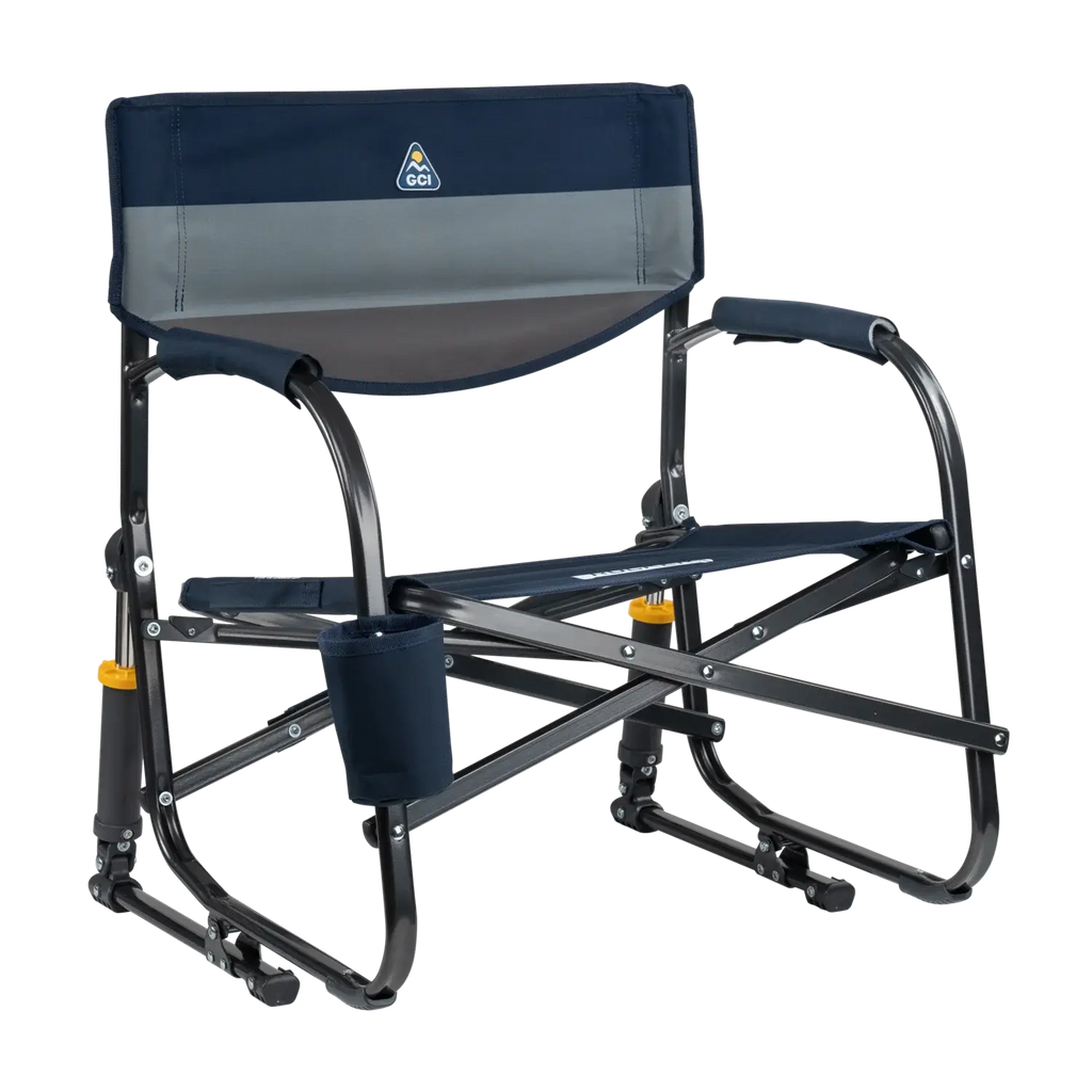 Patented Spring-Action Grab & Go Rocker - Choice 551 - Freestyle Rocker Portable Outdoor Folding Chair - Indigo Color Block