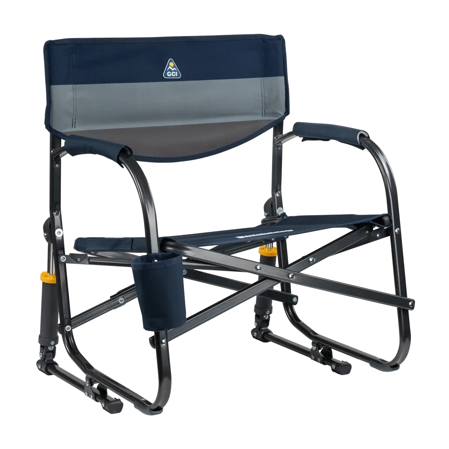 Patented Spring-Action Grab & Go Rocker - Choice 551 - Freestyle Rocker Portable Outdoor Folding Chair - Indigo Color Block