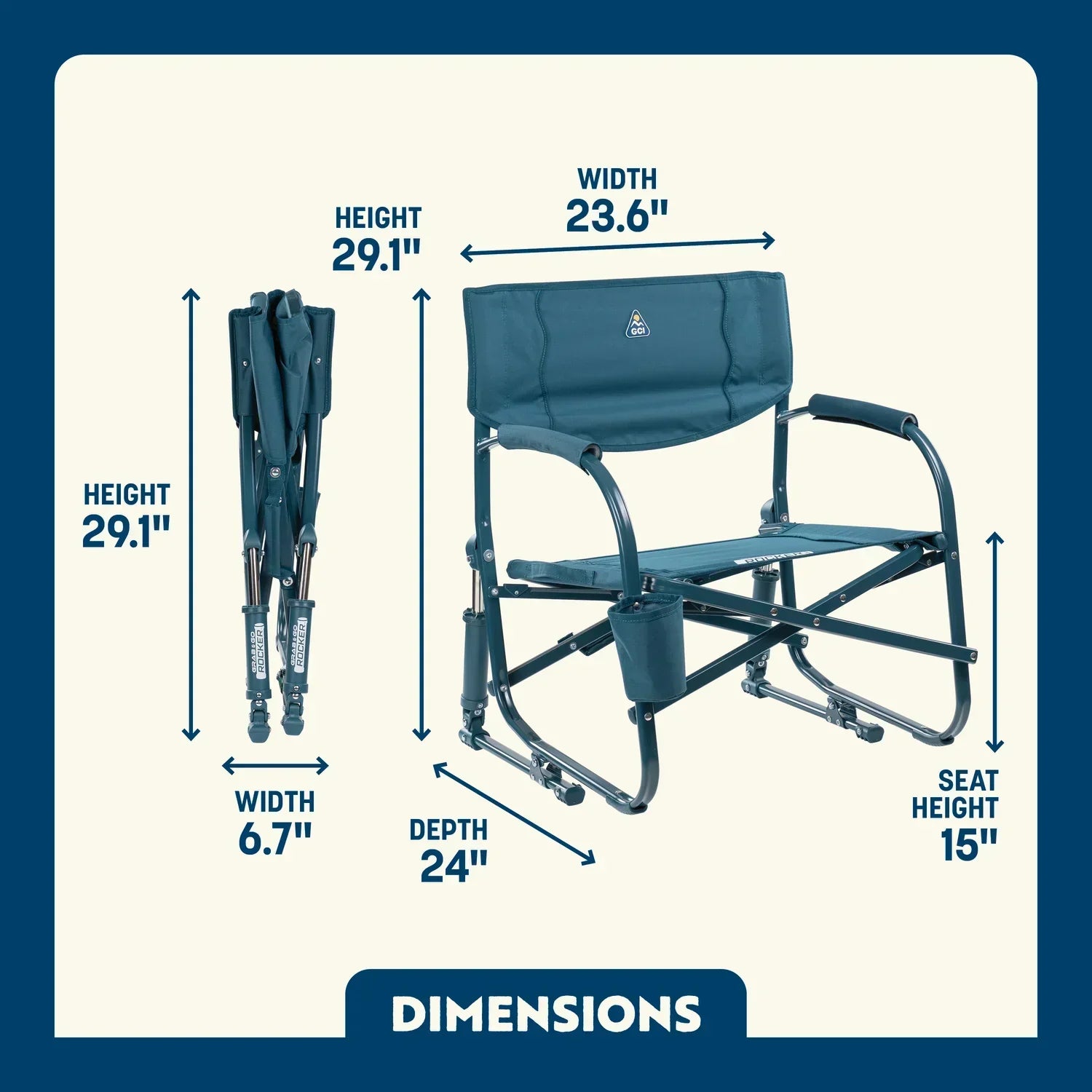 Patented Spring-Action Grab & Go Rocker - Choice 551 - Freestyle Rocker Portable Outdoor Folding Chair Detail