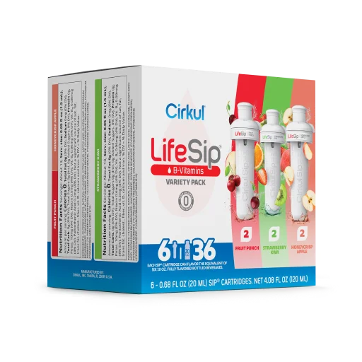 Refreshing Electrolyte LifeSip 6-Pack Variety Pack PN3A - Sugar-Free Fruit Flavor Cartridge Refill Detail
