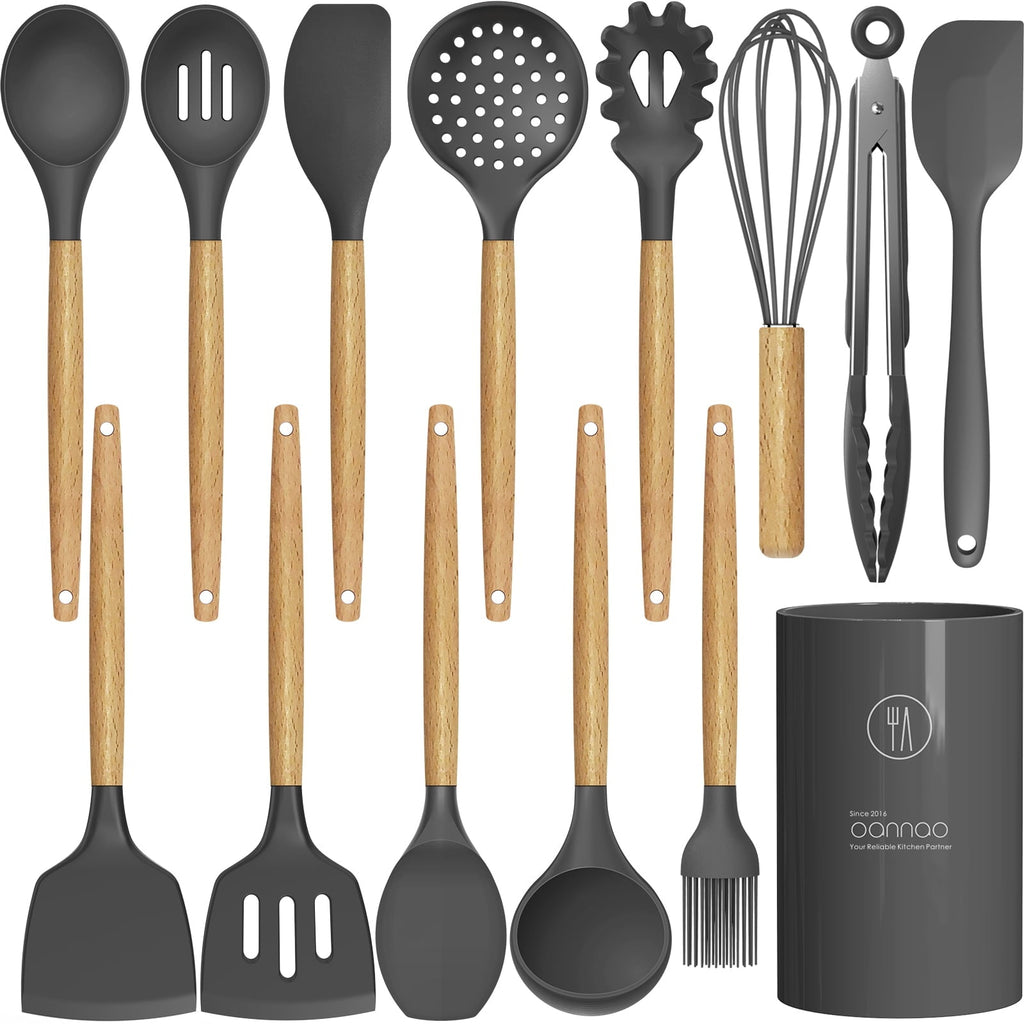 Chef-Quality Silicone Cooking Utensils Set - 446°F Heat Resistant Silicone Kitchen Utensils for Cooking,Kitchen Utensil Spatula Se... - Multi-Purpose Hand Tool for Daily Meal Prep - Default Title