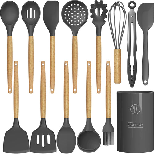 Chef-Quality Silicone Cooking Utensils Set - 446°F Heat Resistant Silicone Kitchen Utensils for Cooking,Kitchen Utensil Spatula Se... - Multi-Purpose Hand Tool for Daily Meal Prep - Default Title
