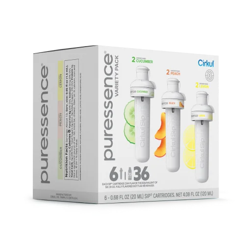 Zero-Calorie Puressence 6-Pack Variety Pack 3T3F - Zero-Calorie Multi-Flavor Sip Pods for Water Bottle Detail