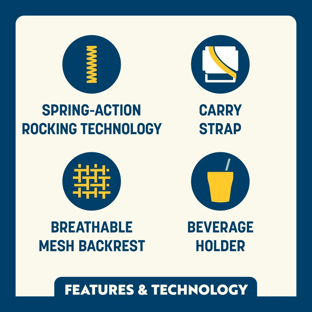 Patented Spring-Action RoadTrip Rocker - NASCAR For Her - Choice 560 - Freestyle Rocker Portable Outdoor Folding Chair Detail