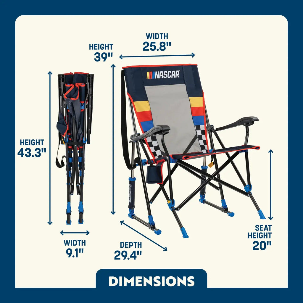 Heavy-Duty Freestyle RoadTrip Rocker - NASCAR For Him - Choice 453 - Freestyle Rocker Portable Outdoor Folding Chair Detail